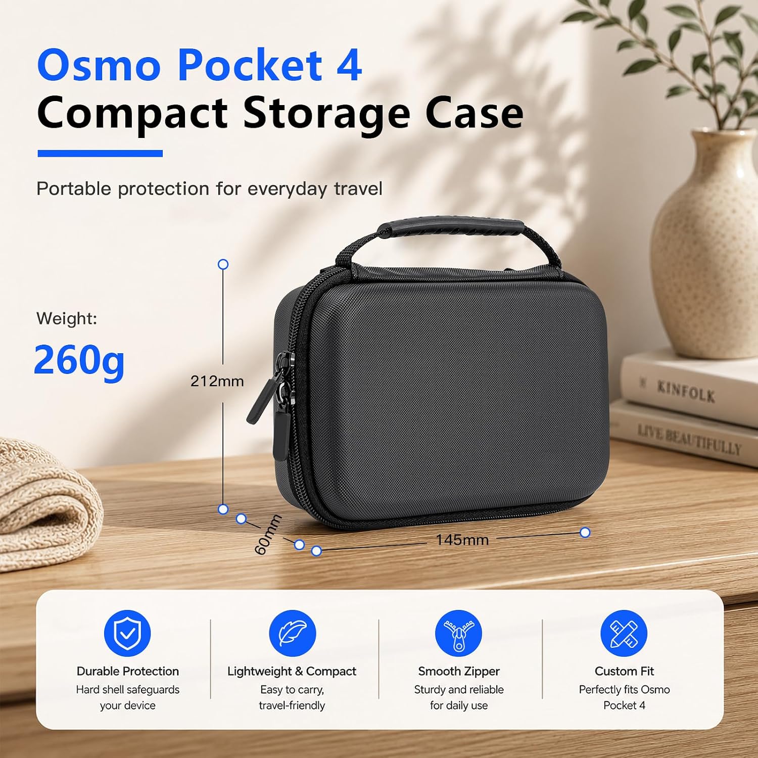 Osmo Pocket 3 Case Fits for DJI Osmo Pocket 3/4 Xtra Muse (Large,Black)