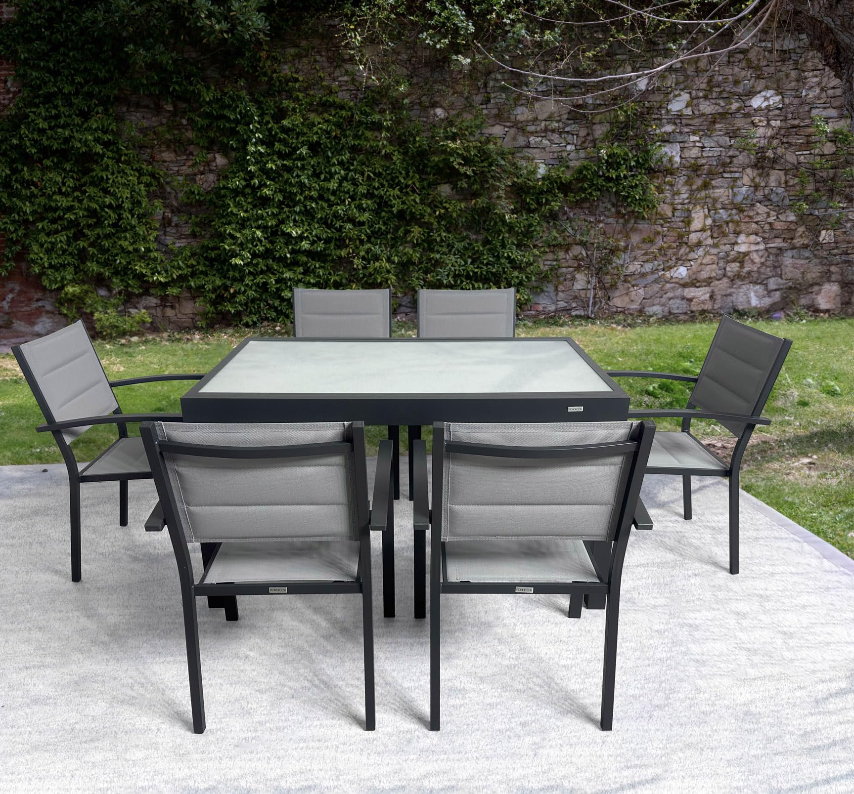 MOMMA HOME Mesa Extensible Jardin Aluminio y Cristal Templado Mesa Comedor Rectangular Extensible de Exterior Al Aire Libre 6-10 Personas Medidas 135/270x90 cm