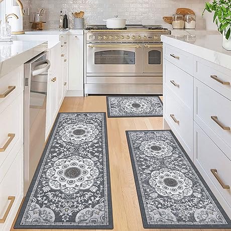 Boho Kitchen Rugs Sets with Runner - Non-Slip Kitchen Floor Mat Carpet