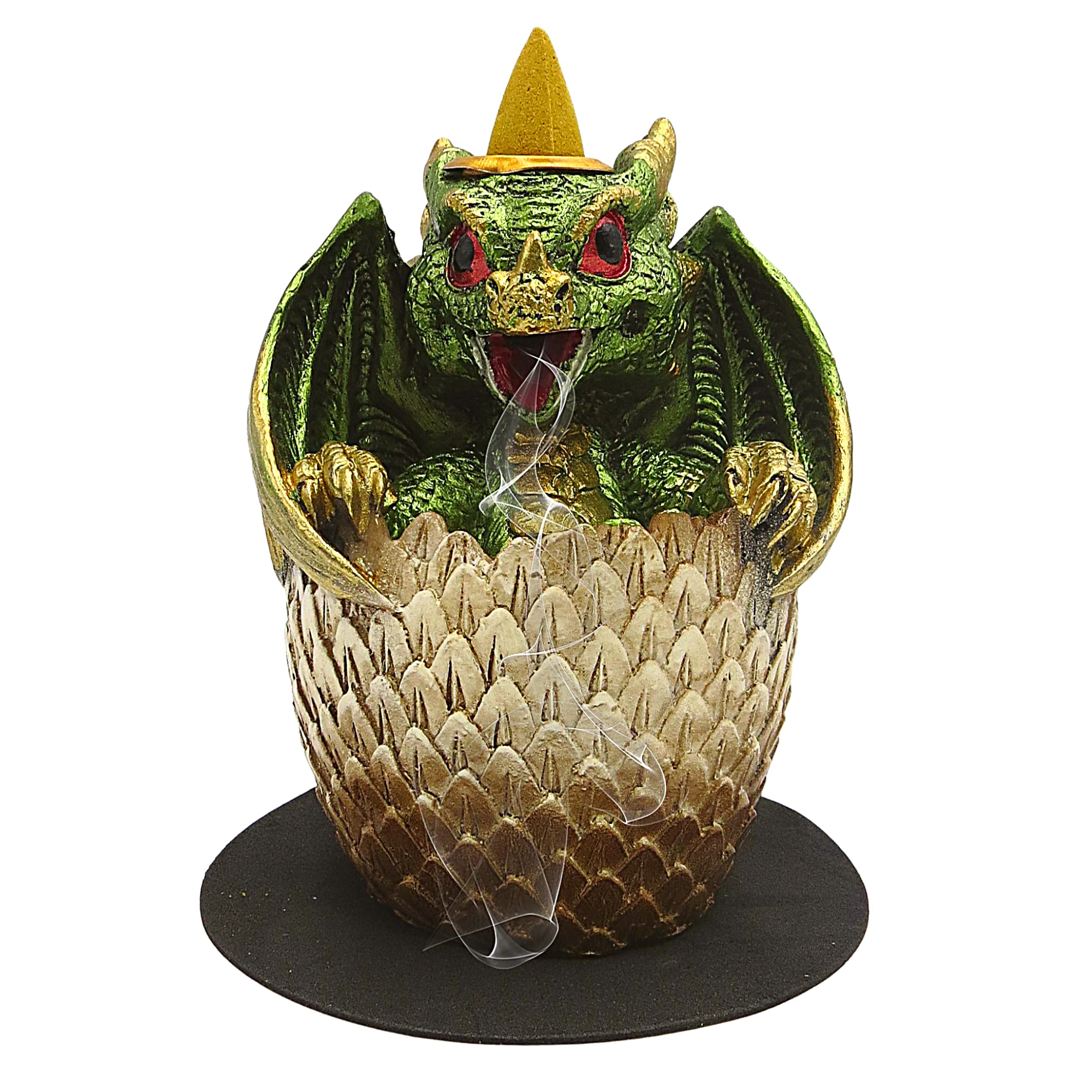 Pacific Giftware Green Hatching Dragon Egg Backflow Incense Burner