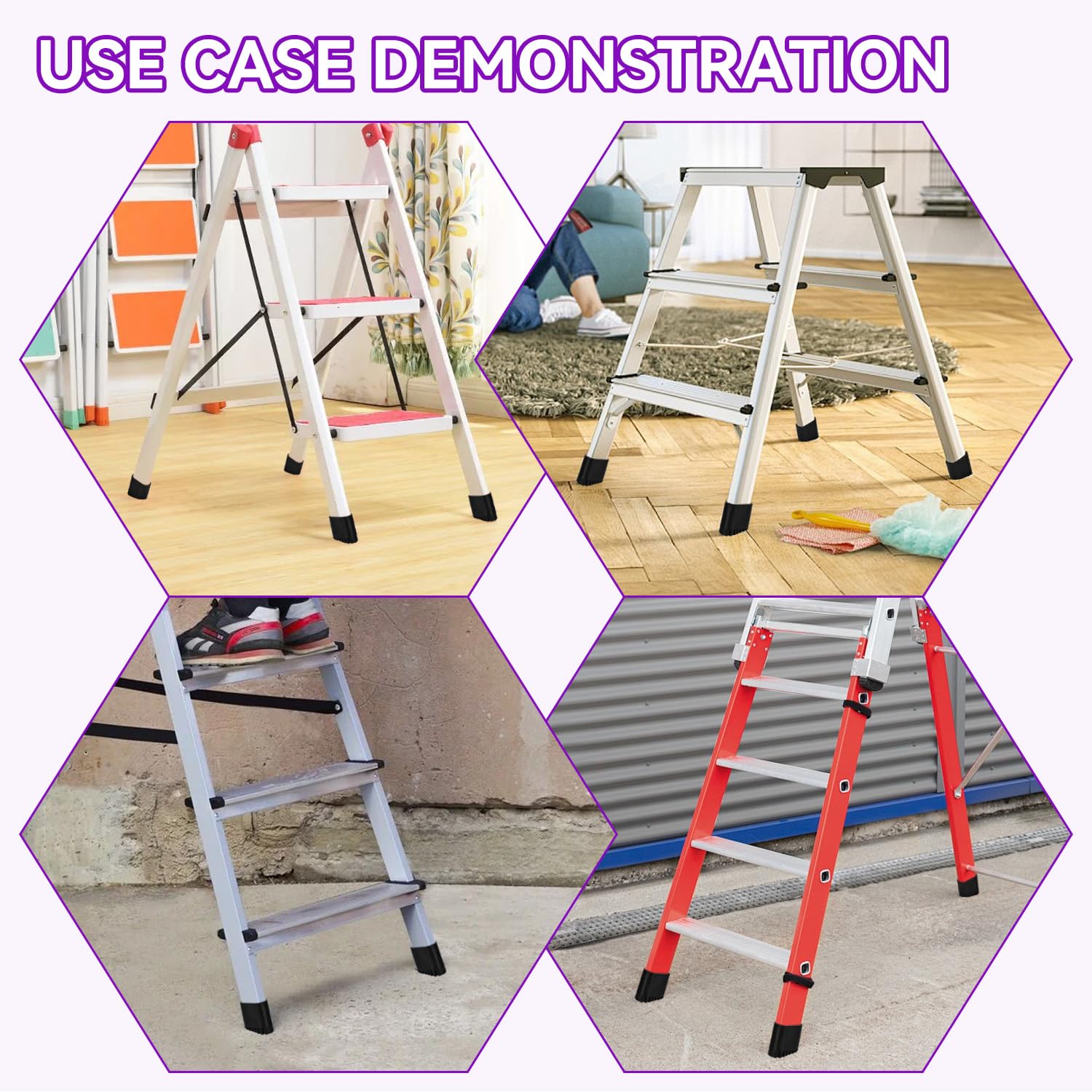 Tacos Escalera Patas para Escaleras de Aluminio Tacos de Goma para Escalera Cubrepies de Escalera de Goma para Escaleras Rectas - Resistentes a Altas Temperaturas y al Desgaste (2Pcs, 20 * 40mm)