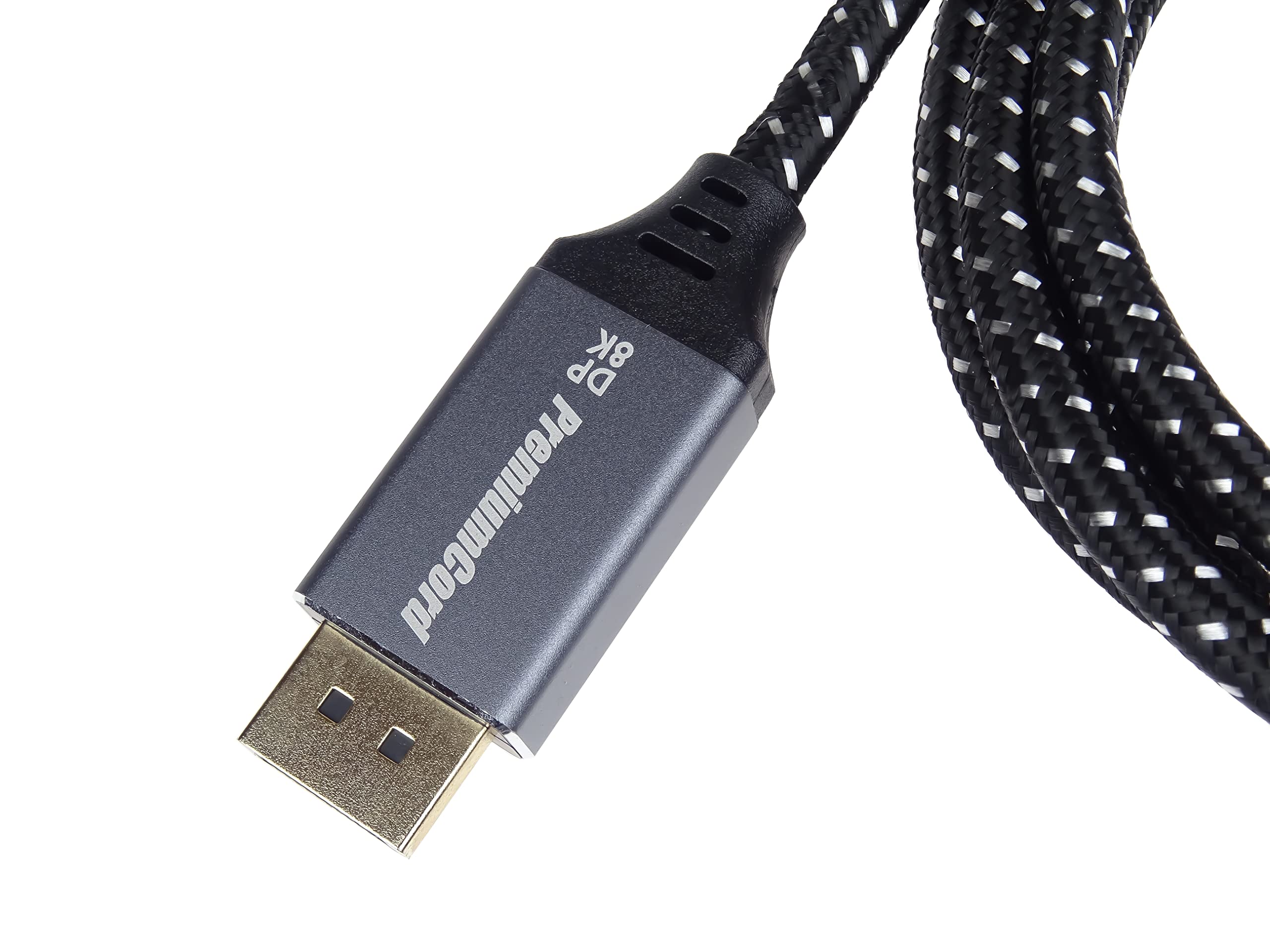 PremiumCord Câble DisplayPort 1.4 8K M/M 1,5 m, DisplayPort vers DisplayPort, 32,4 Gbps, vidéo 8K @ 60Hz, 4K @ 120Hz 2160p, HDCP 2.2, connecteurs dorés, câble textile tressé. (Lot de 4)