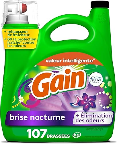 Miniatura 2 de Gain Detergente líquido para lavado de ropa, aroma Moonlight Breeze de 154 onzas líquidas, 107 cargas, frescura duradera + potentes ingredientes de