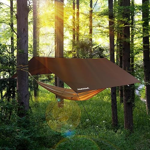 Miniatura 6 de JAICOM Lona Impermeable para Acampar - Toldo para Lluvia de Hamaca de 10X10 pies, Ultraligera y Portátil con Protección UV, Lona para Mochilero,