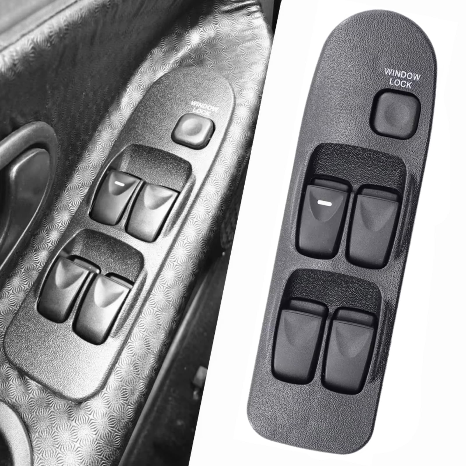 Twowinds - Interrupteur Lève-Vitre Compatible avec Mitsubishi Carisma (1995-2006) Space Star (1998-2005) - Porte Avant Gauche (côté conducteur) - MR740599 - Bouton Lève-vitre Noir ON-OFF