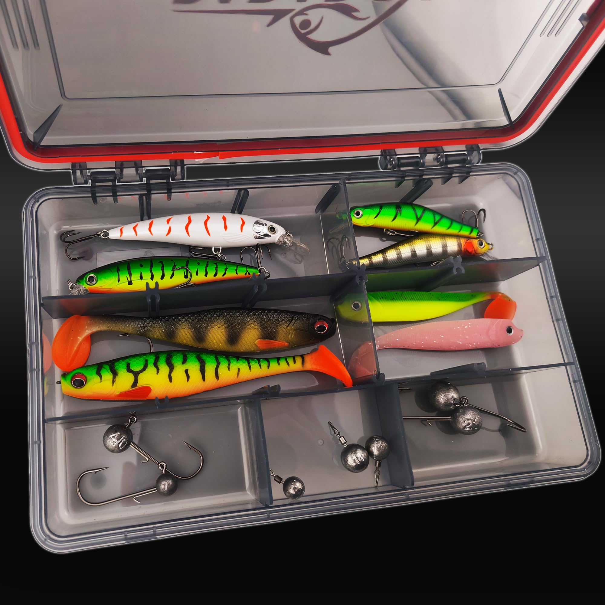 Paradox Fishing wodoodporne pudełko na przynęty I M 27,5x18x5cm I pudełko wędkarskie na przynęty, pudełko wędkarskie, duża skrzynka na sprzęt wędkarski, pudełko na sprzęt wędkarski - do akcesoriów