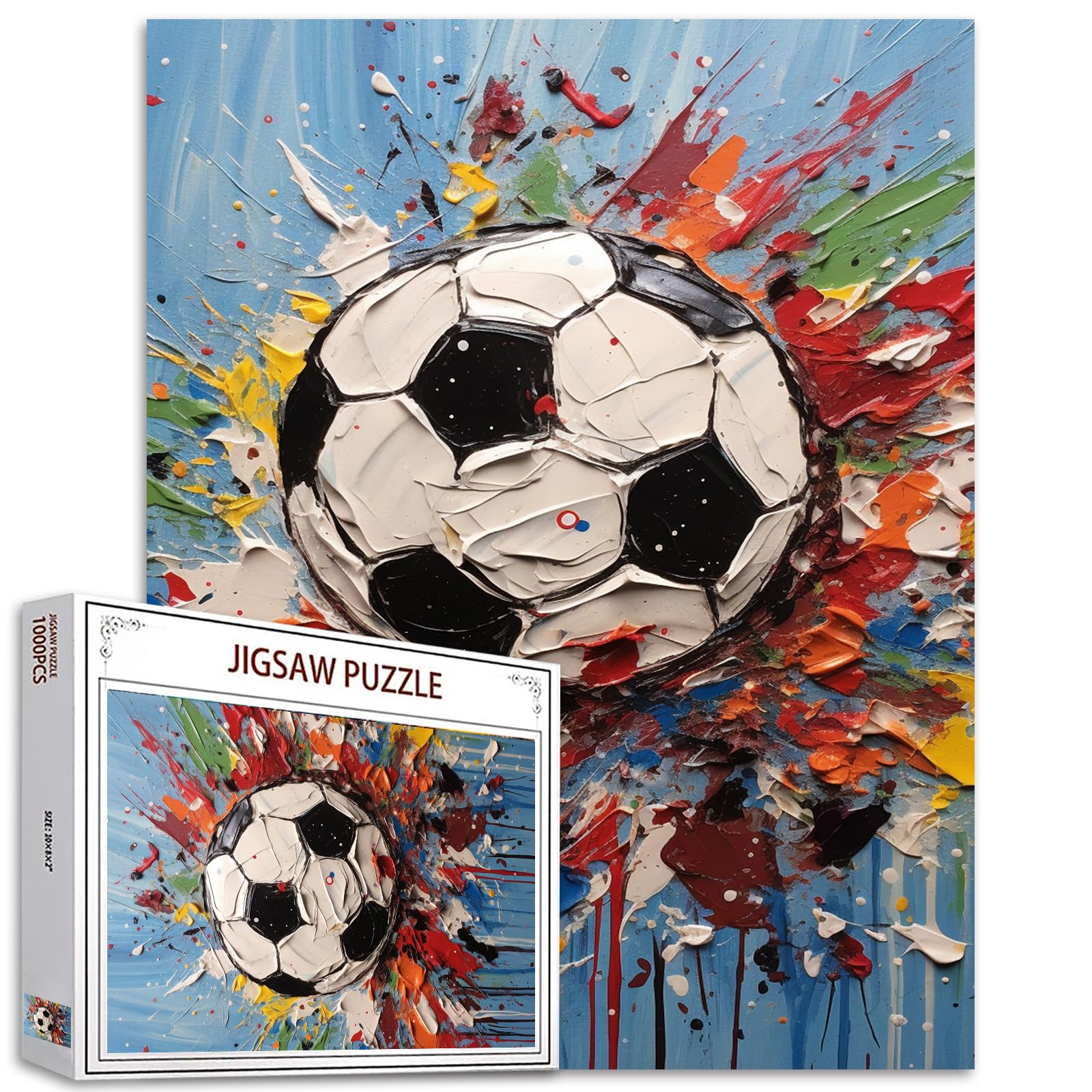 Soccer Sport Jigsaw Puzzle Graffiti Street Art 1000 Piece Jigsaw Puzzle for Adults Sport Puzzle Unique Gift for Boy&Man Ball Art Toys Puzzles Perfect for Game Nights Home Wall Decor — image 1
