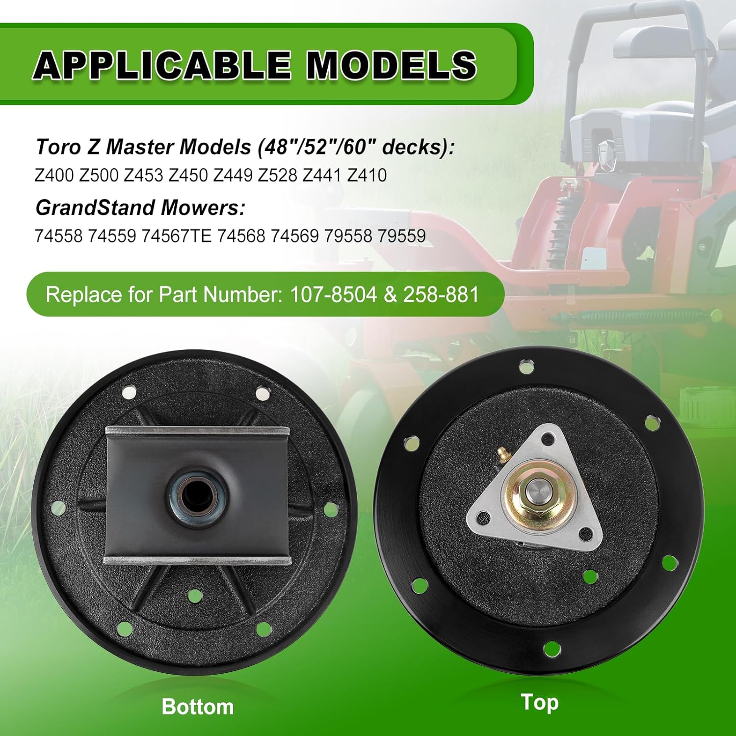 1-Pack Heavy Duty 107-8504 285-881 Spindle Assembly Replacement for Toro Z Master Zero Turn Mowers Z400 Z410 Z450 Z500 Z528 Grandstand 48" 52" 60" Deck