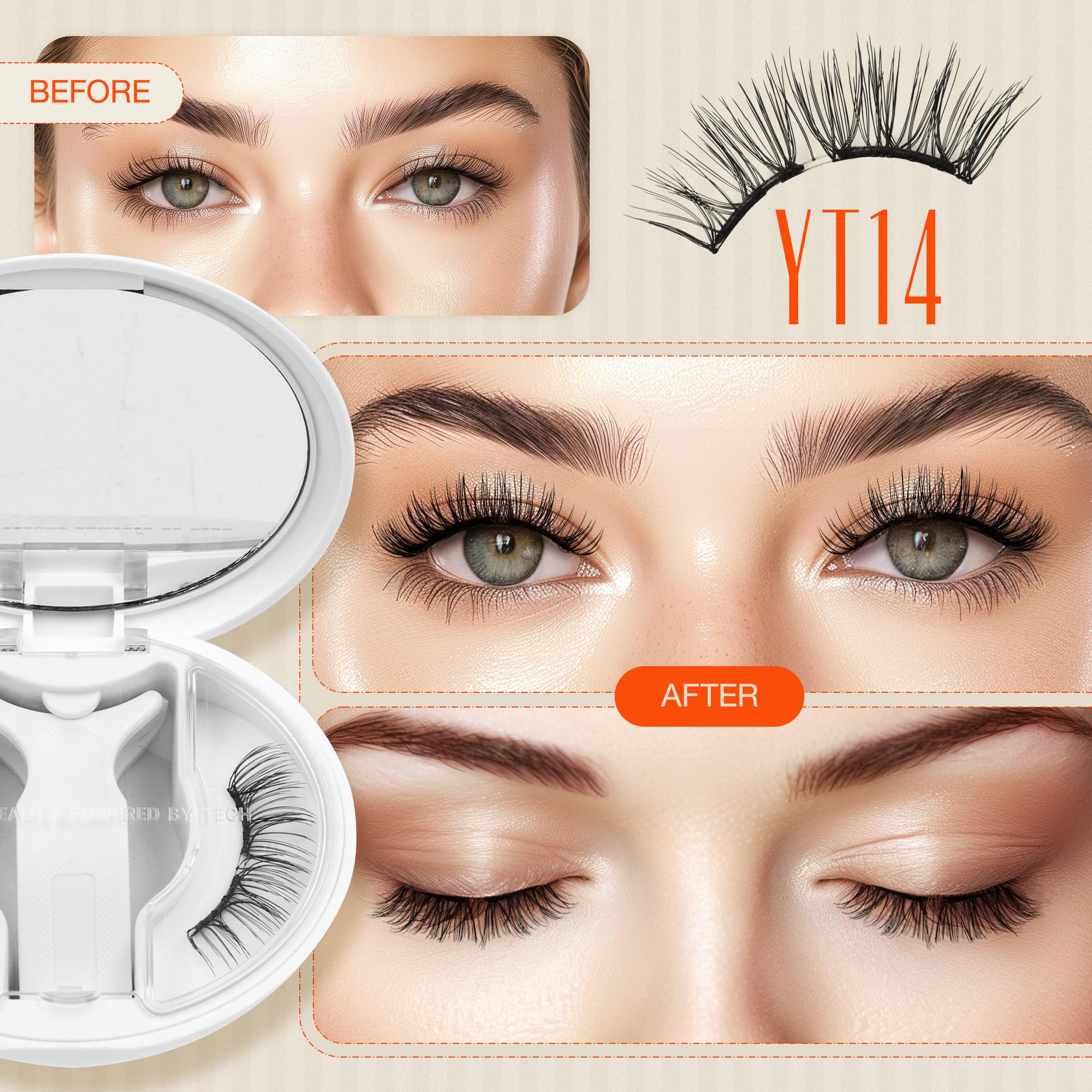 LASHVIEW Upgrade Magnetische Wimpern mit Applikator, weiche magnetische Wimpern, natürliches Aussehen, wiederverwendbar, kein Kleber erforderlich, einfach zu tragen und zu entfernen (YT14)