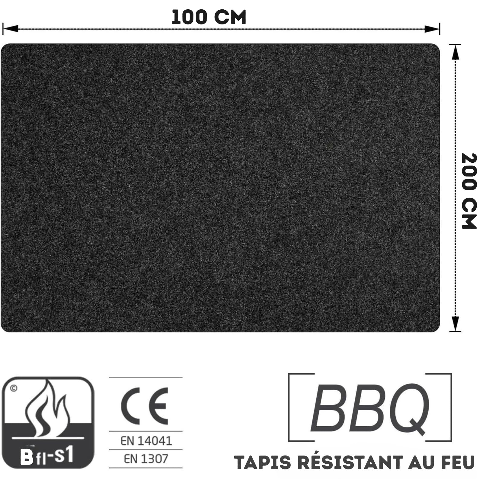 KARAT Tapis de Protection pour Barbecue 200 x 200 cm - Antidérapant & Résistant aux Hautes Températures - Retardateur de Flamme, Ultra-Robuste, Nettoyage Facile et Usage Extérieur Toutes Saisons