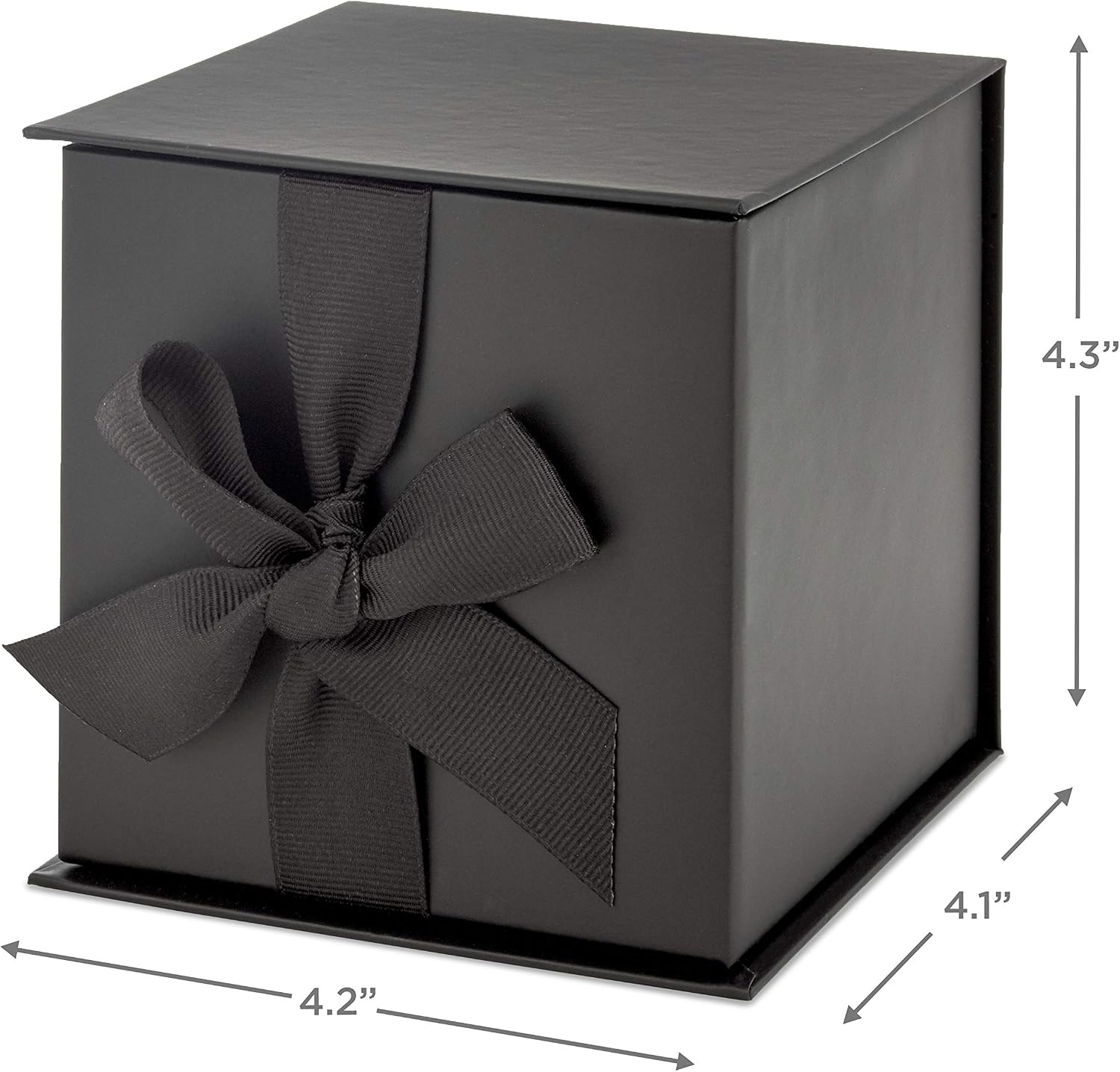 Hallmark 4" Small Gift Box with Bow and Shredded Paper Fill (Black) for Weddings, Graduations, Christmas, Bridesmaids and Groomsmen Gifts