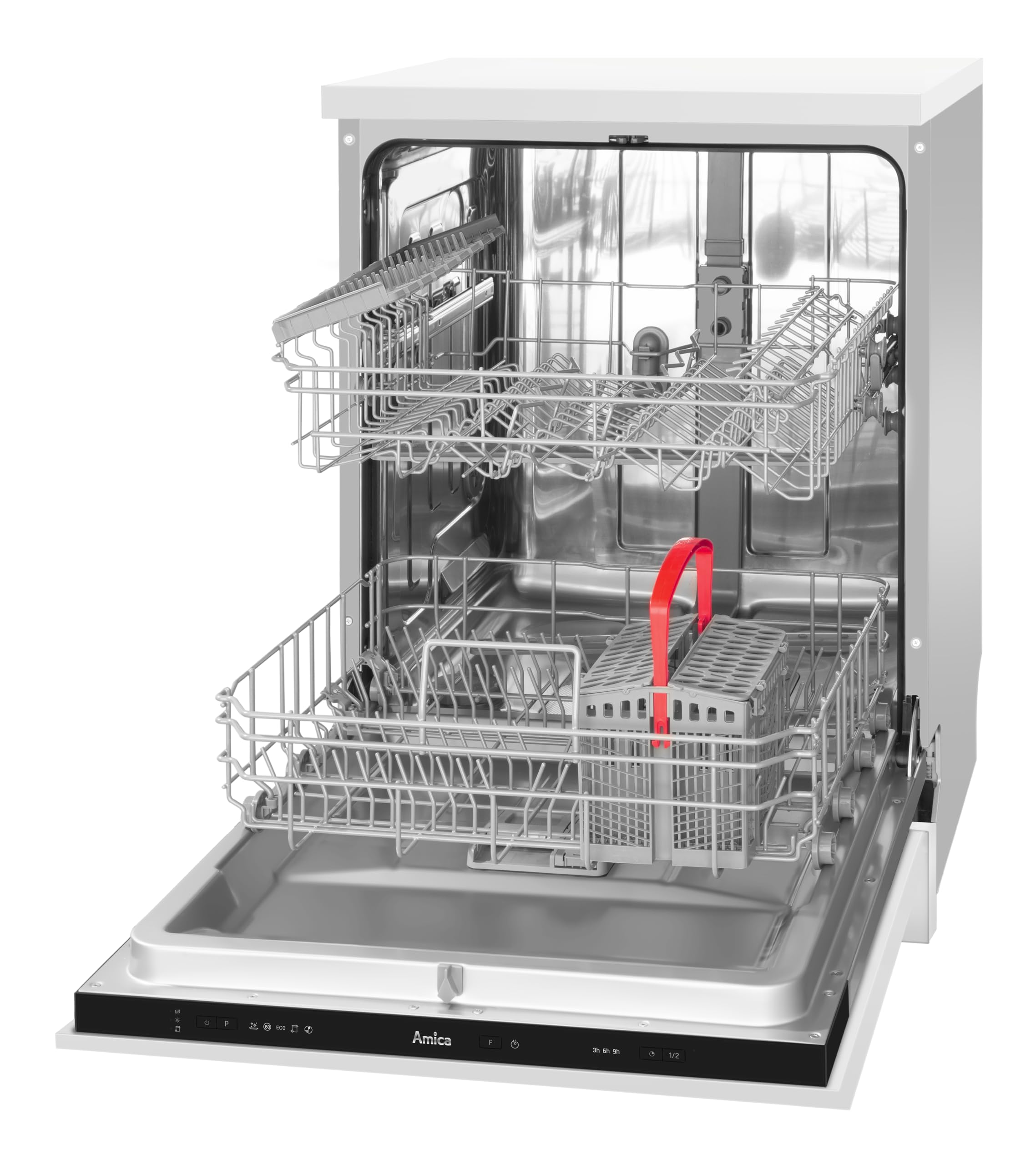 Amica EGSPV 597 201 Einbau-Geschirrspüler / 60 cm / vollintegrierte Spülmaschine (ohne Möbelfront) / 12 Maßgedecke / 5 Programme / Besteckkorb