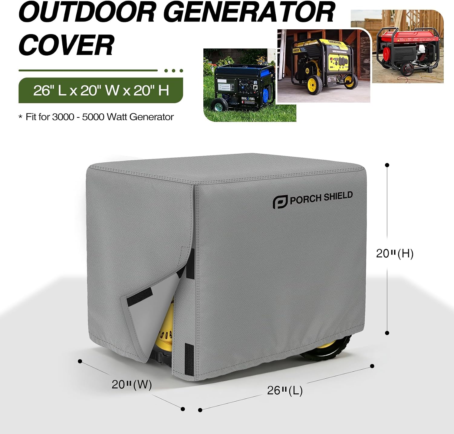  Generator Cover for 3000-5000W, 26 x 20 x 20 inch, Gray thumbnail