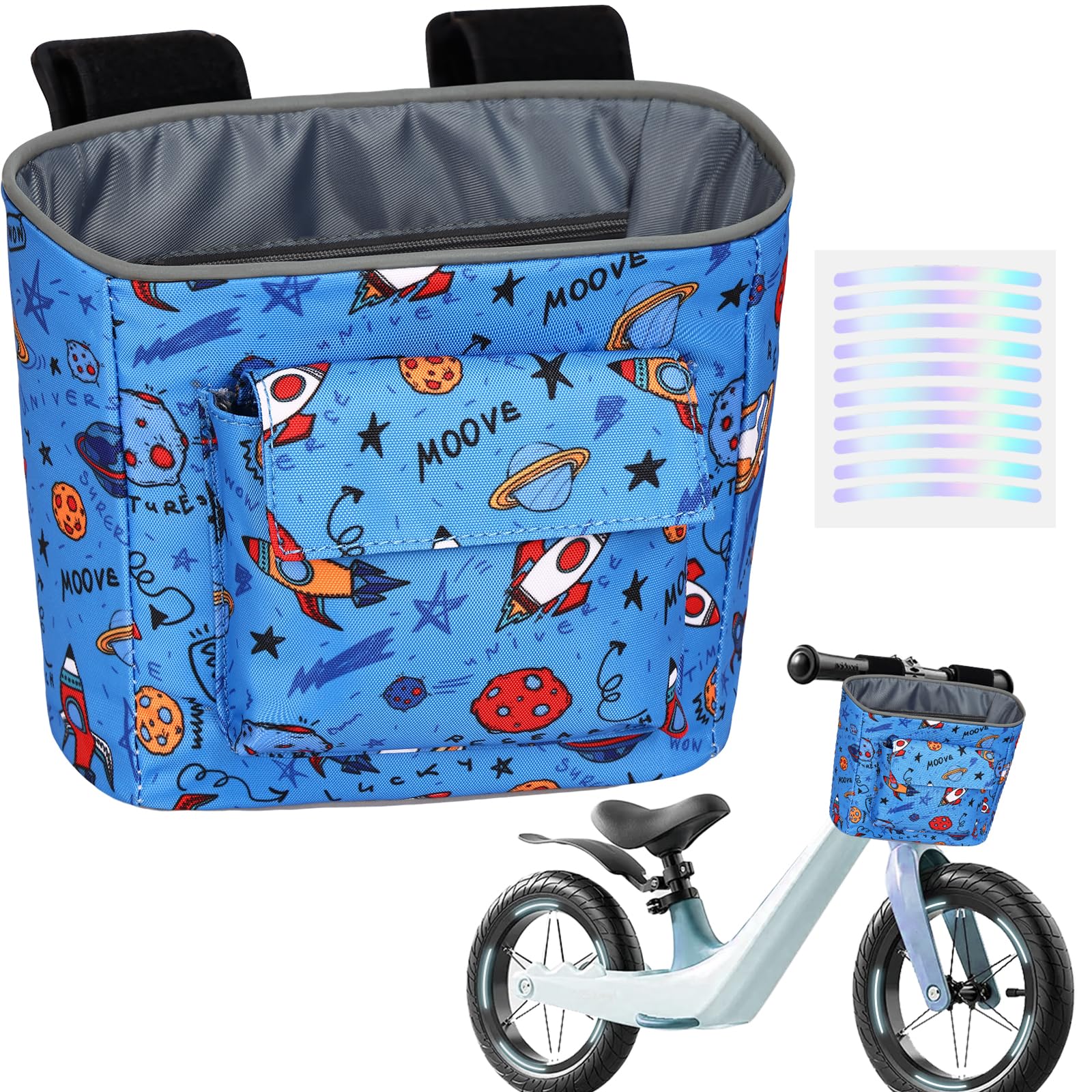 LOCAL LION Kids Bike Basket, Bike Handlebar Bag, Waterresistant Bicycle Basket, Thickened Bicycle Front Bag for Children's Balance Bike Tricycle Scooter, Blue-Space — image 1