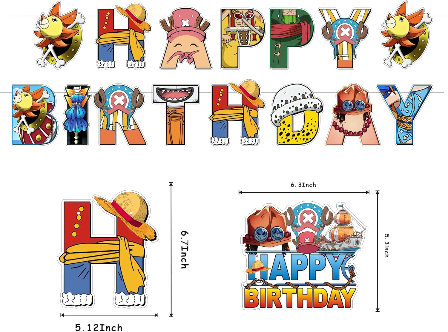 H Cartoon For Monster Party Supplies,Birthday Decorations Set Include Banner, Balloons, Hanging Swirls, Cake Cupcake Toppers for Boys Girls Party.