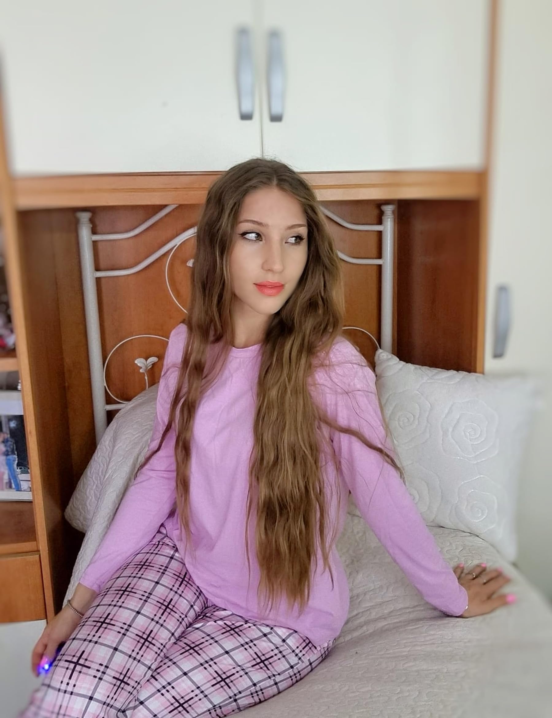 Uniexcosm Pigiama Donna, Pigiama a Quadri Donna Lungo Pigiama da Donna Cotone Leggero con Girocollo Pigiama 2 Pezzi Donna con Tasca Sciolto Accogliente per Casa e Casuale