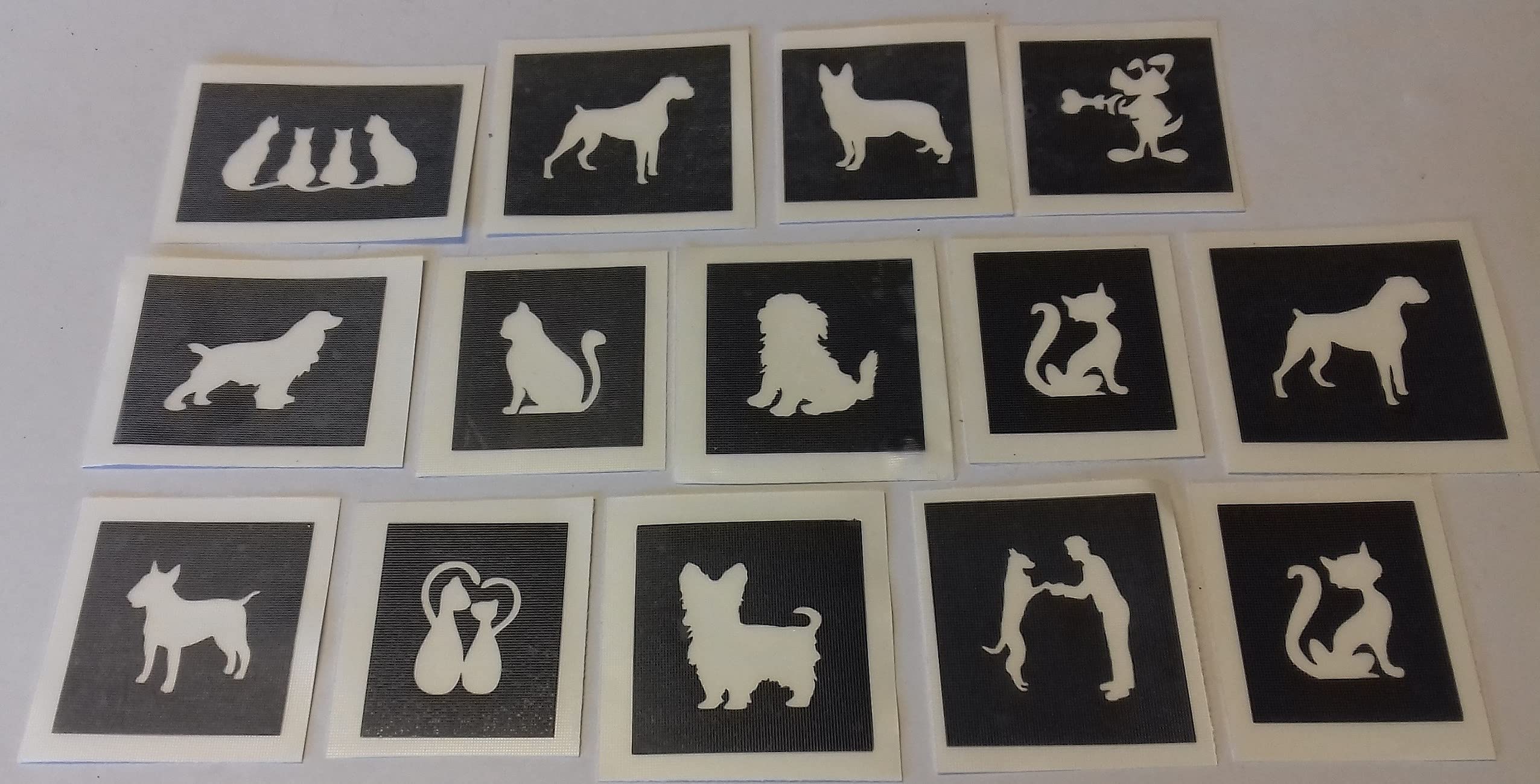 Dazzle Glitter Tattoos 30 X Cats & Dogs Themed Mini Small Stencils For Glitter Tattoos/Airbrush/Face Painting