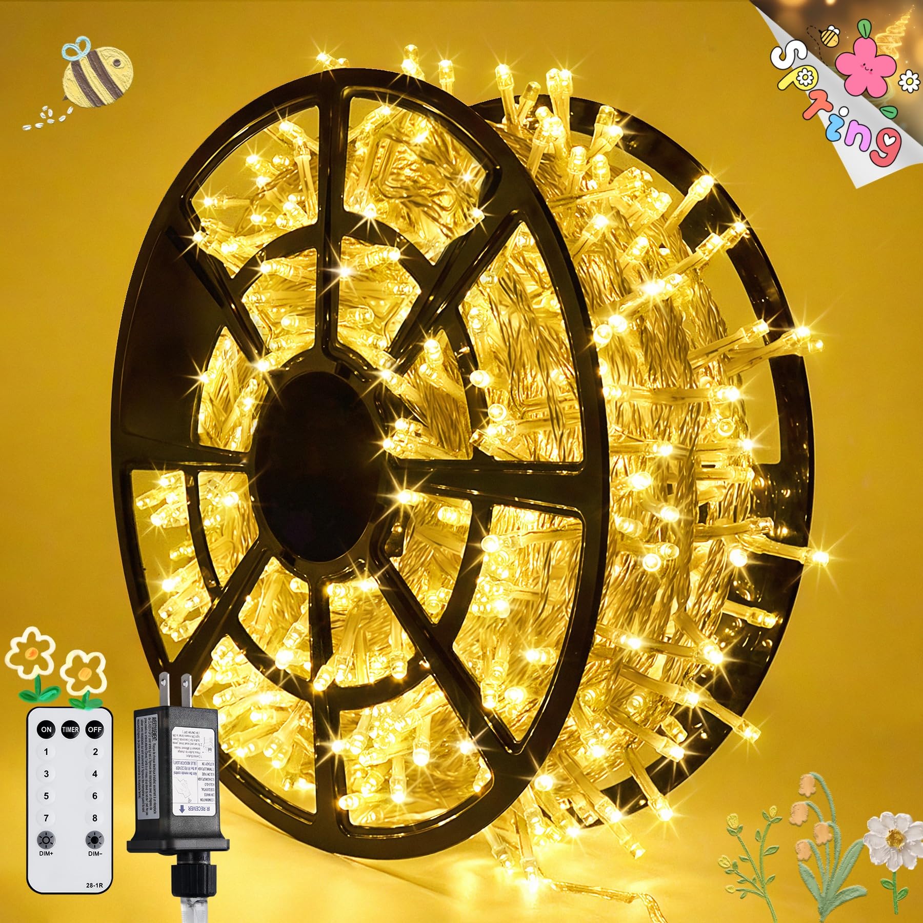 JMEXSUSS 168FT 600 LED Christmas Lights Outdoor Waterproof Clear Wire Indoor String Lights for Outside Warm White Christmas Tree Lights Plug in for Bedroom Wedding Party Valentines Decor
