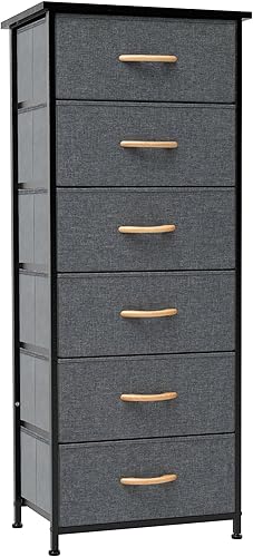 Miniatura 18 de Crestlive Products Torre de Almacenamiento Vertical para Cómoda - Marco de Acero Resistente, Superficie de Madera, Contenedores de Tela de Fácil