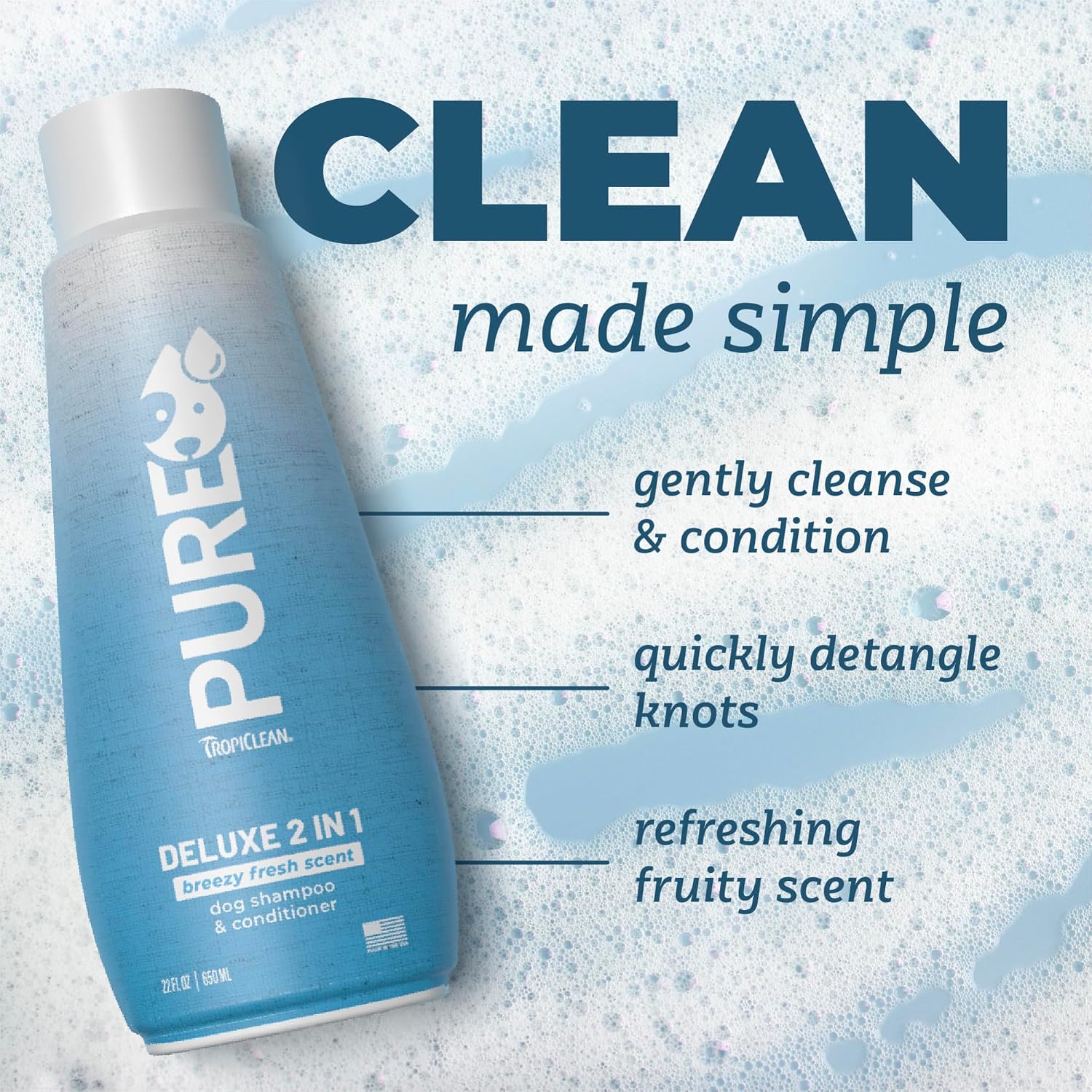 TropiClean Pure 2-in-1 Dog Shampoo and Conditioner, Berry Fresh Scent, 20oz