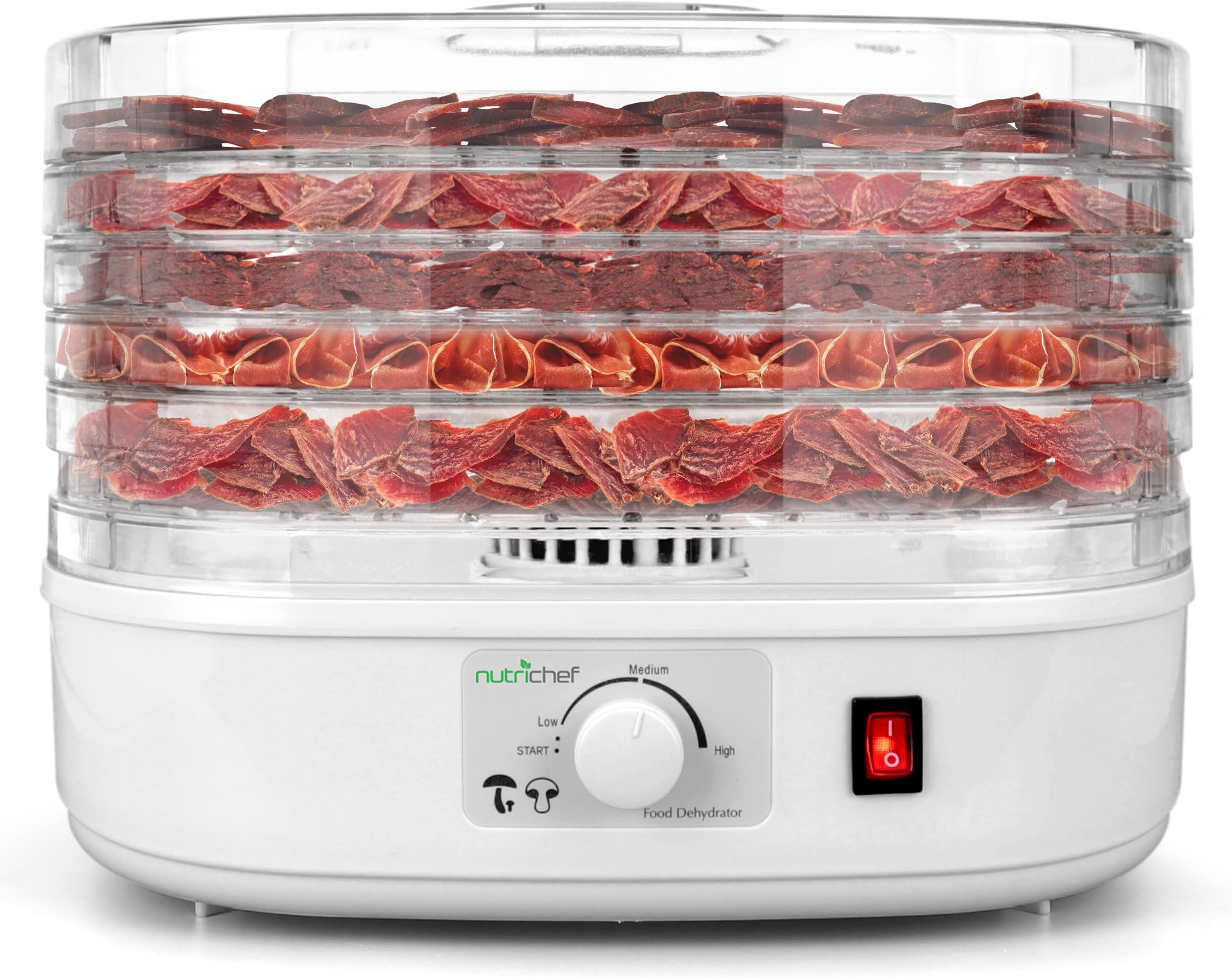 Nutrichef Food Dehydrator Machine | Dehydrates Beef Jerky, Meat, Food, Fruit, Vegetables & Dog Treats | Great For At Home Use | High-Heat Circulation for Even Dehydration | 5 Easy to Clean Trays