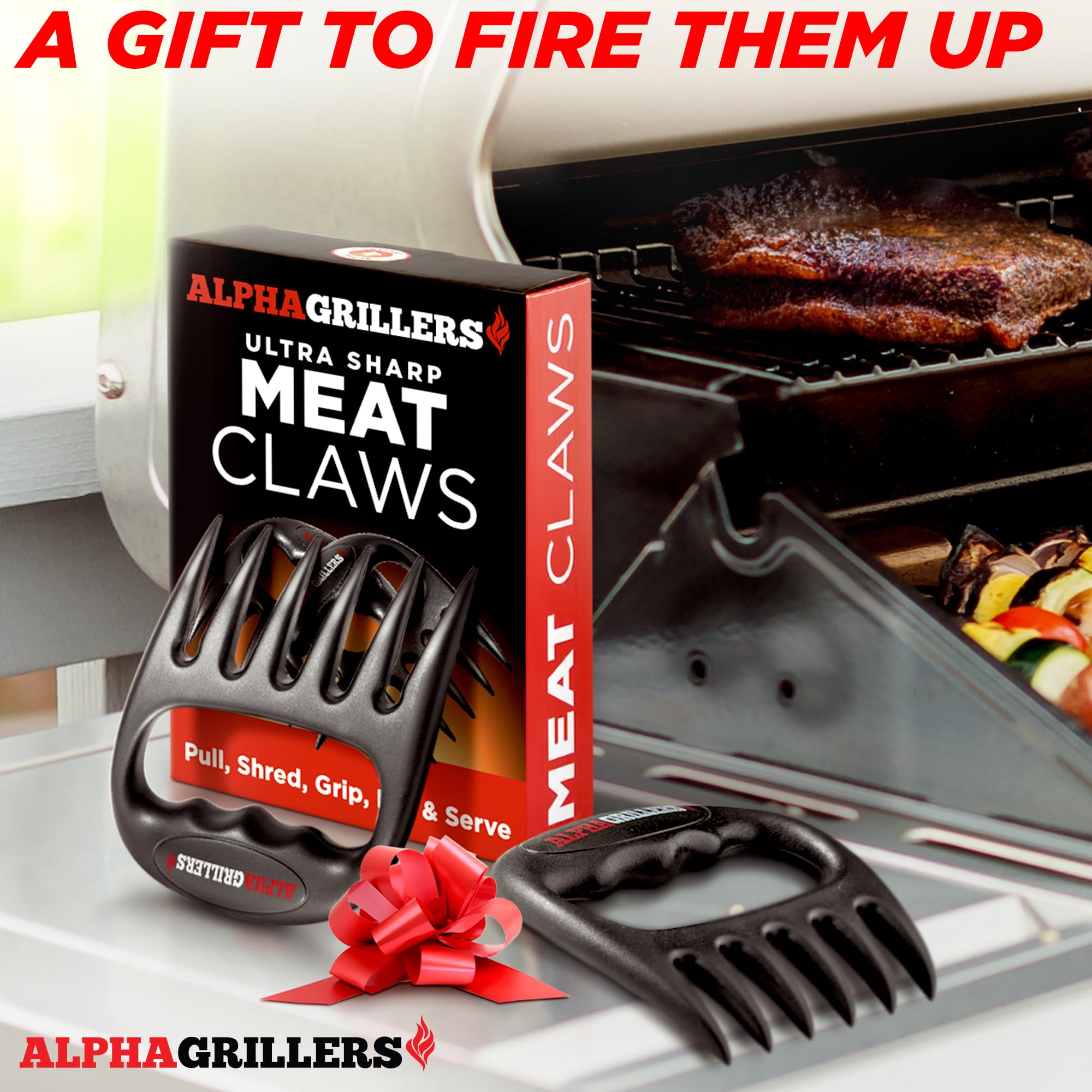 Alpha Grillers Artigli per triturazione e tritacarne – Artigli tritacarne e artigli d'orso per sminuzzare carne, accessori per affumicatori per barbecue, regali per uomini e grigliare regali per