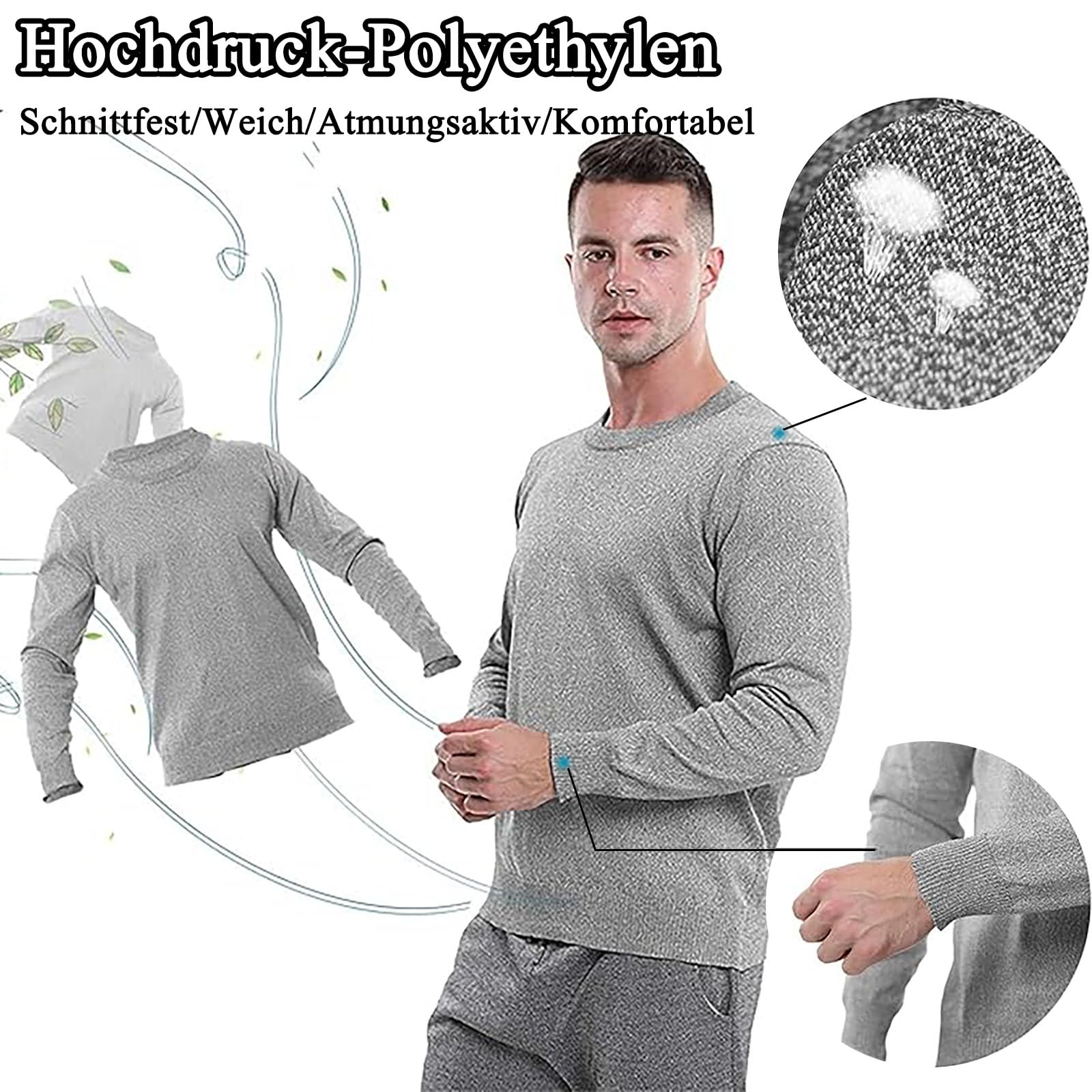 security weste herren, 5-Stufen stich und schnittschutz, stichfeste kleidung, selbstverteidigung, schutzweste stichfest, bissfestes, reißfestes, stichfestes T-Shirt Für Sicherheitsschutz