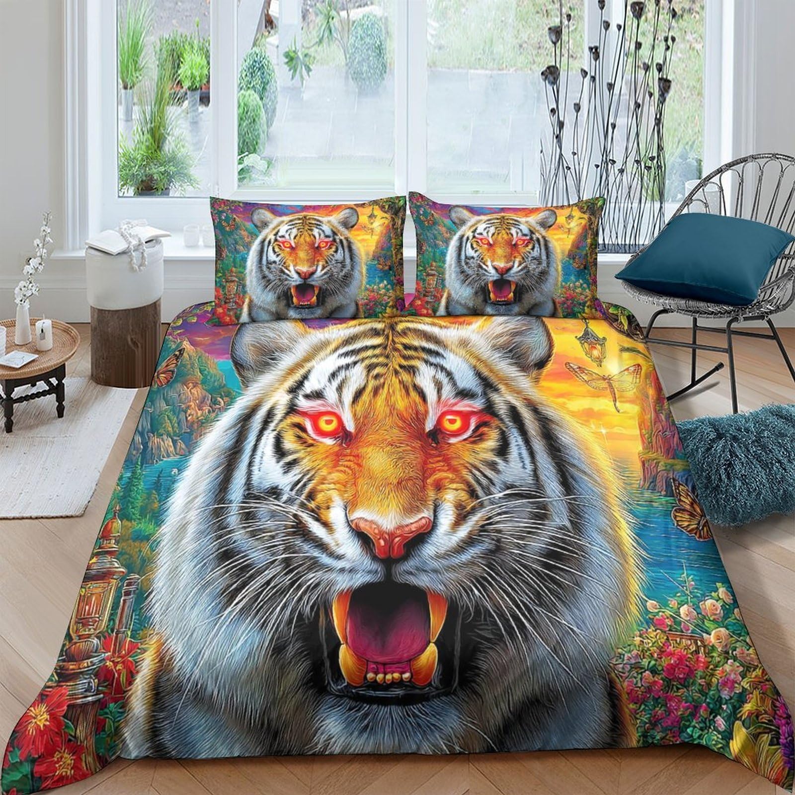 Housse de couette douce au toucher parure de lit 260x220cm anti-plis