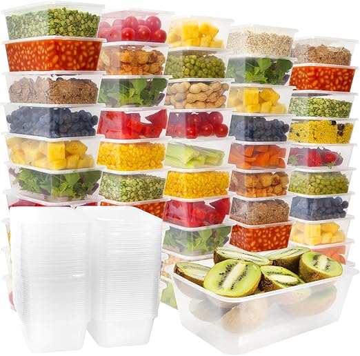 50 Plastic Food Storage Containers with Lids Plastic Food