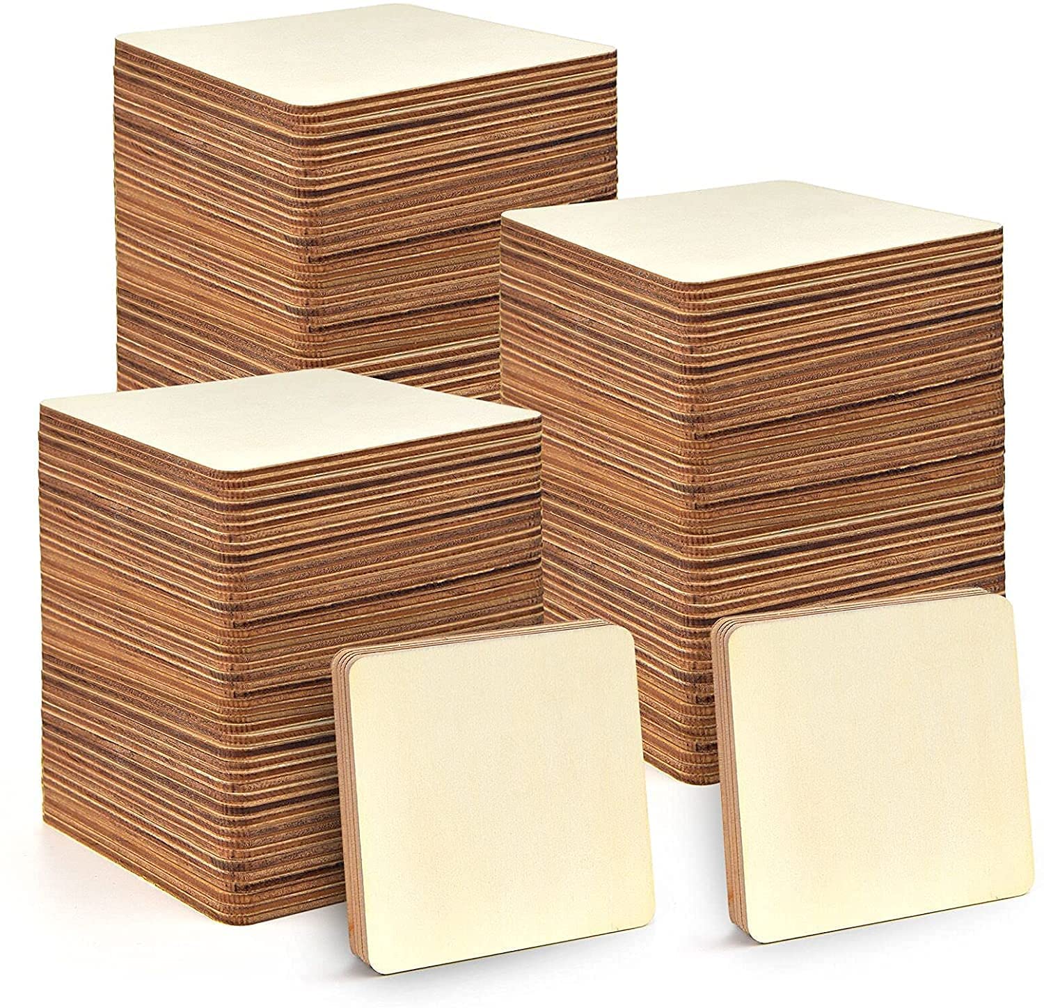 Craftvista 50 Pieces 3 Inches Unfinished MDF Pieces Square Blank Round Corners Pine MDF Sheets for DIY Arts Craft Project, Square Shape Blank Pieces for Your Creativity-image-16