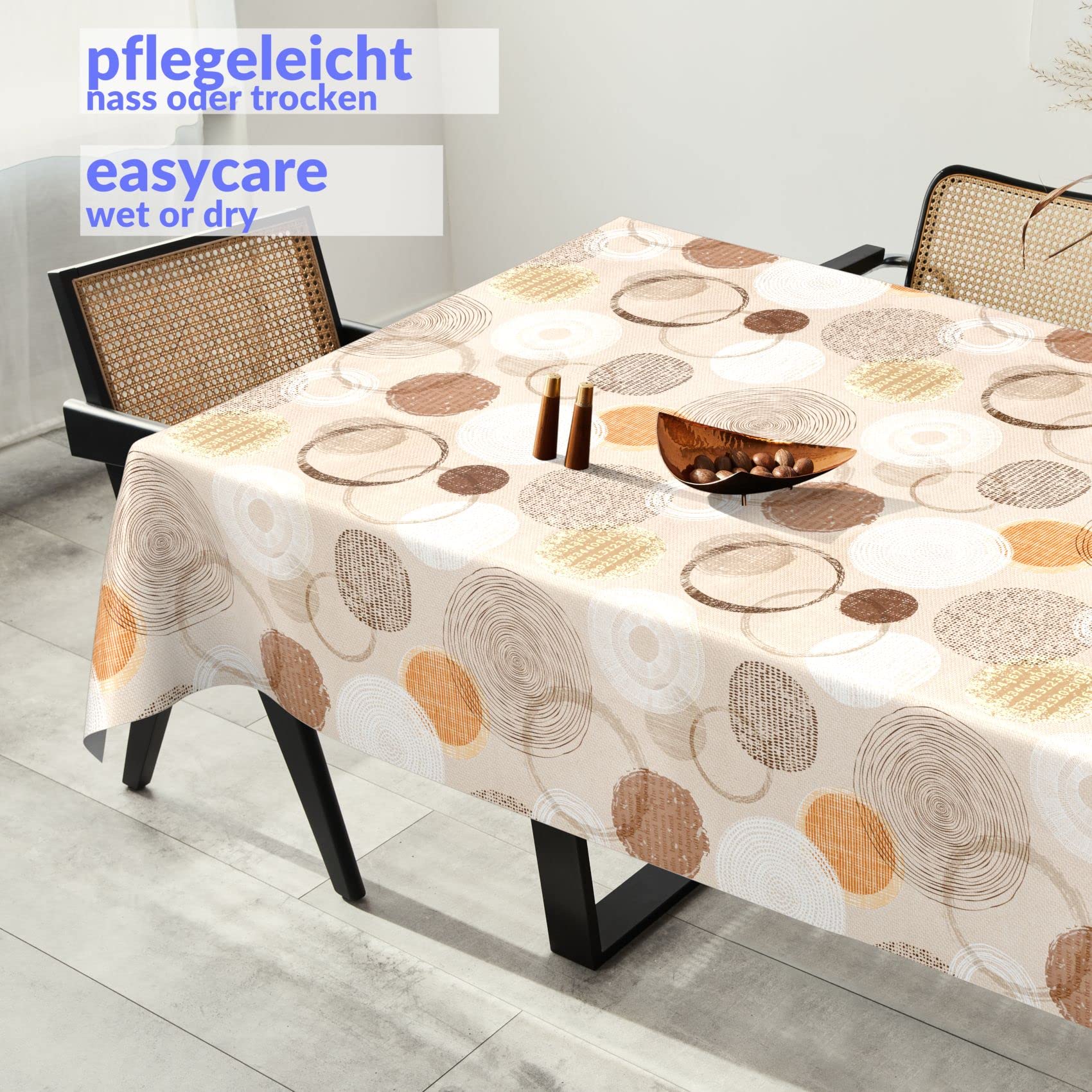 Emma Nappe En Toile Cirée Lavable Au Mètre - Sans PVC - Ronde - 100 Cm - Bord Coupé150