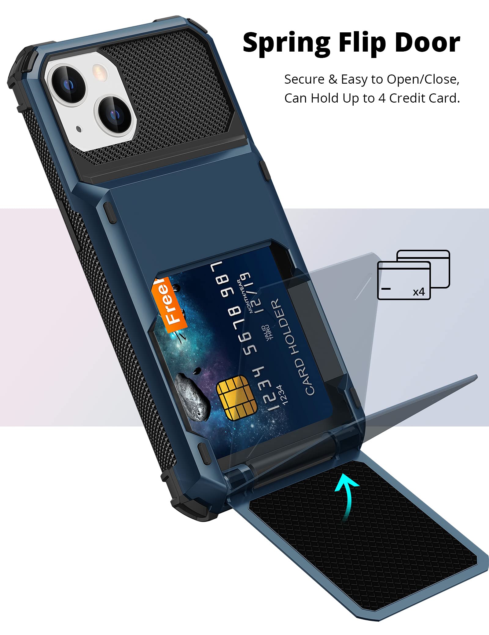 Amazon.com: TITACUTE for iPhone 13 14 Case Wallet 4 Credit Card Holder Flip  Cover Design ID Slot Back Pocket Dual Layer Armor Scratch Resistant Hard  Shell Hybrid Protective Bumper for iPhone 13