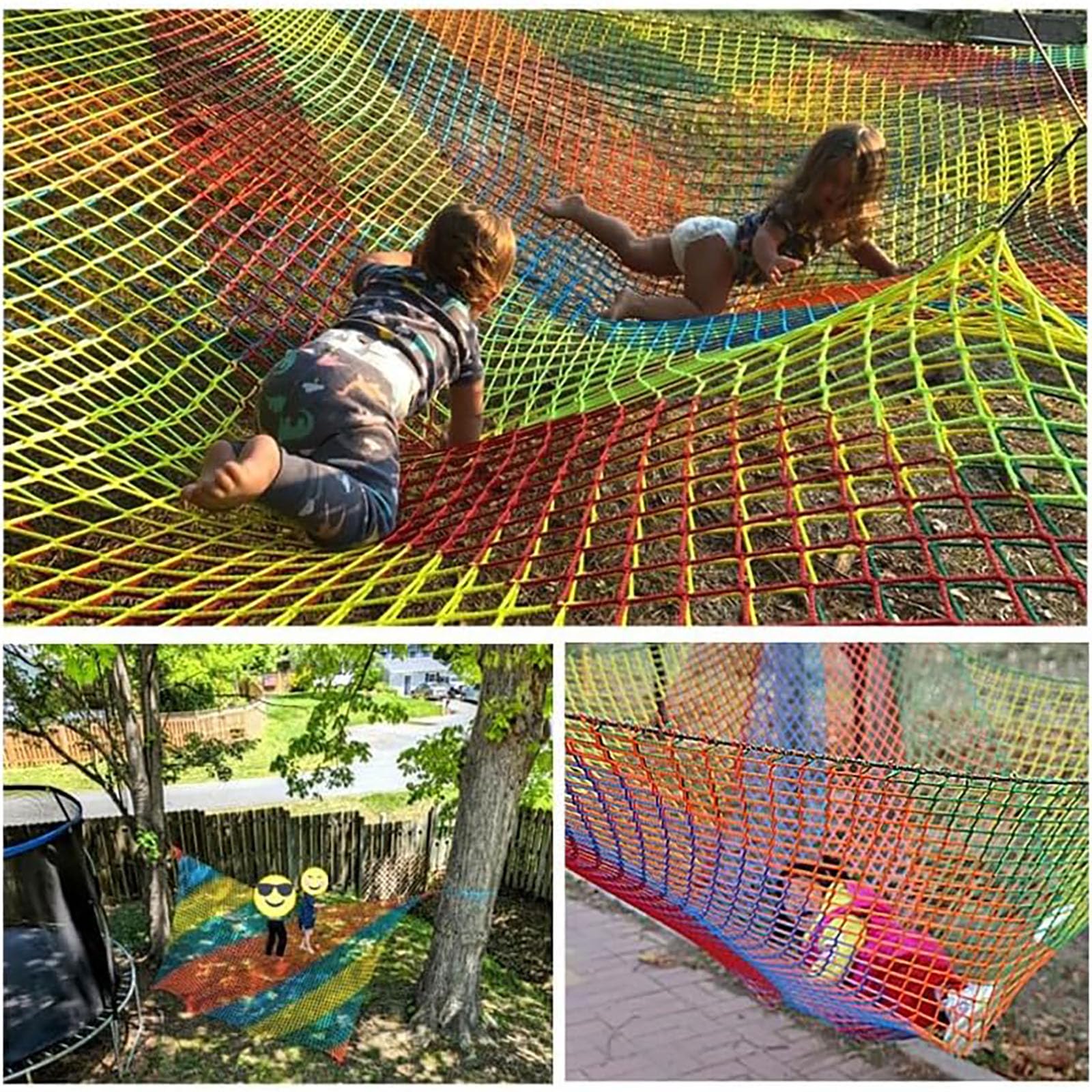 Playground Safety Net d'escalade De Cargaison Filet pour Les Enfants,Net d'escalade à Arrière-Cour Multicolores,Accessoires De Cabane dans Les Arbres (Multicolore, 1x2m)