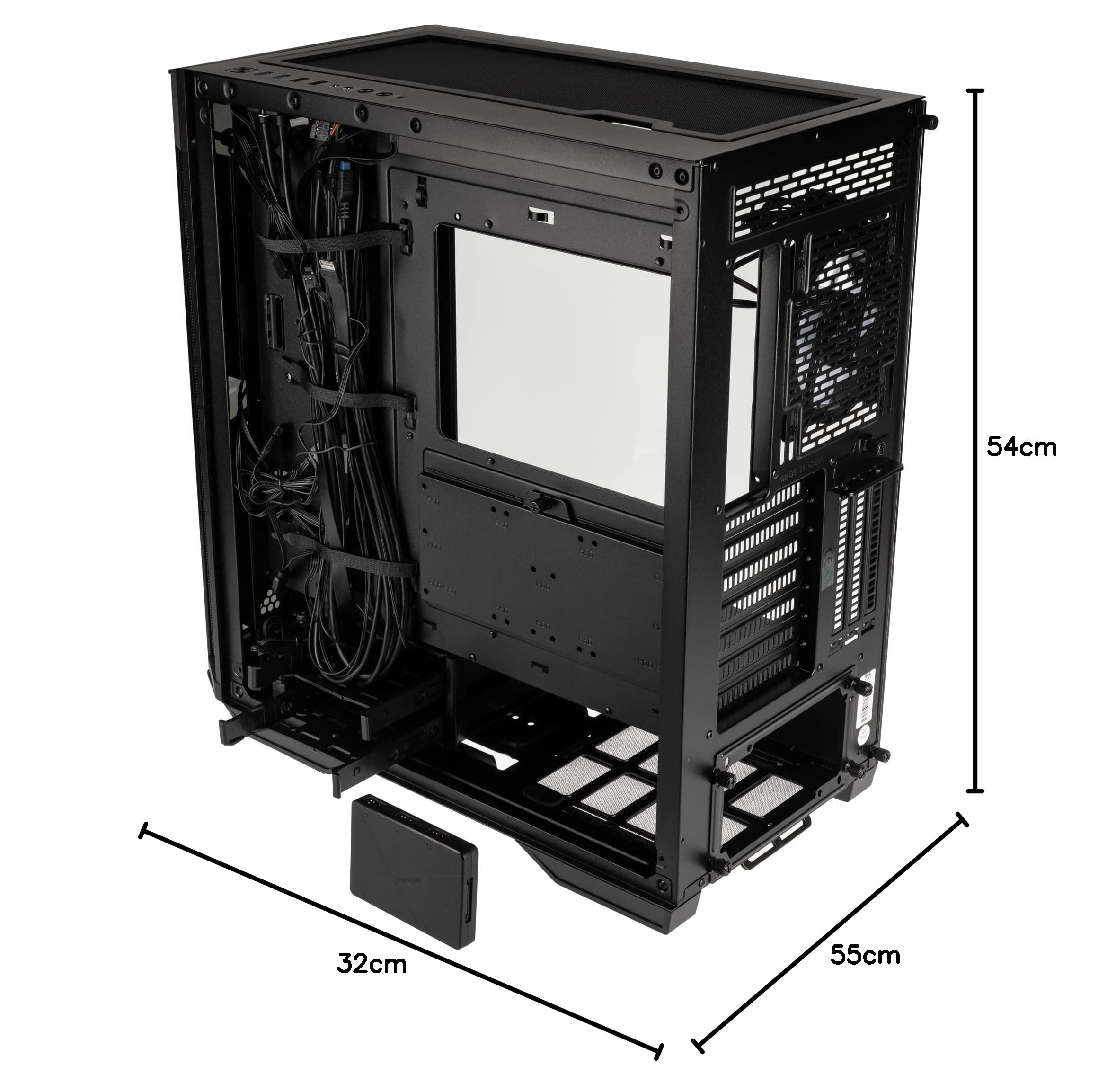 KOLINK Observatory Z ARGB E-ATX Midi-Tower - Caja de Ordenador con 4 Ventiladores ARGB preinstalados, Caja de PC para refrigeración AIO, Carcasa de PC de Cristal RGB (Z Negro)