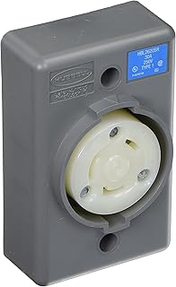 Hubbell HBL2620SR Locking Safety Shroud Receptacle, L6-30R, Surface Mount, Gray