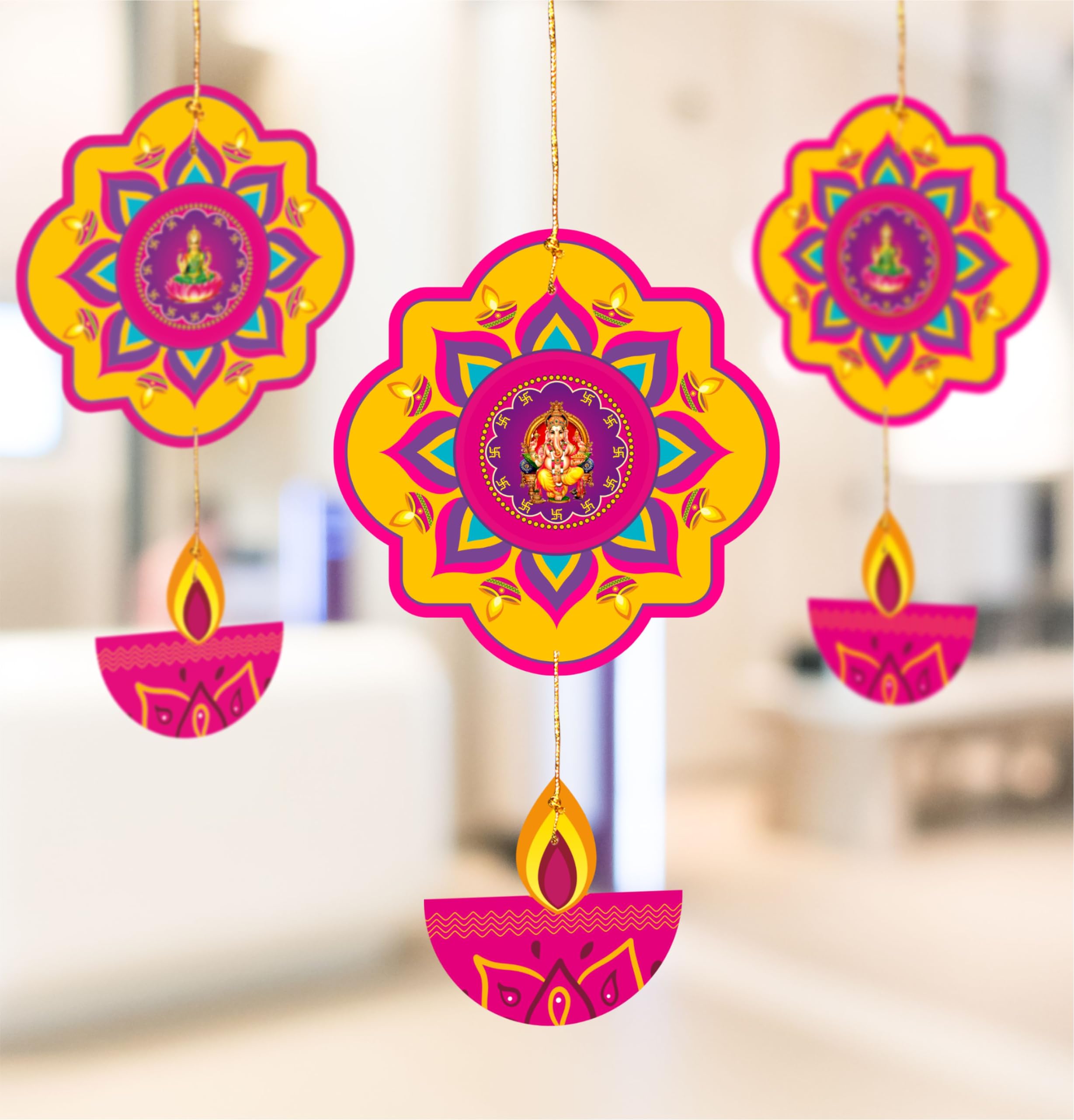 TOYXE Happy Diwali Ganesh Printed with Hanging Deepak Paper Decoration Items for Office Shops Home Decotation Pack of 10 Pcs (B0CJ391F8G) Amazon Price History, Amazon Price Tracker