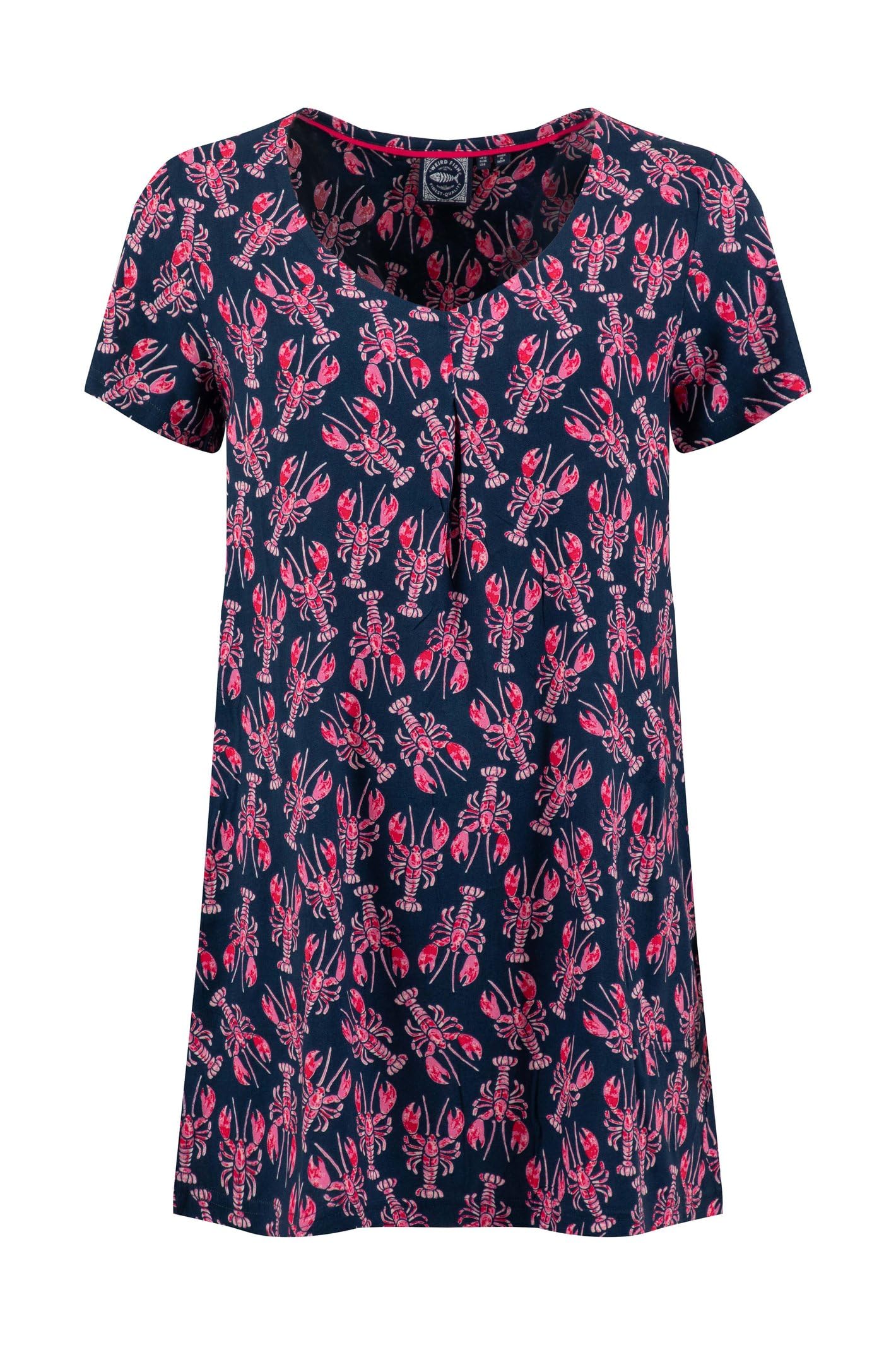 Weird Fish Women's Mid Navy Nuri Printed Viscose Tunic In | Size: 20