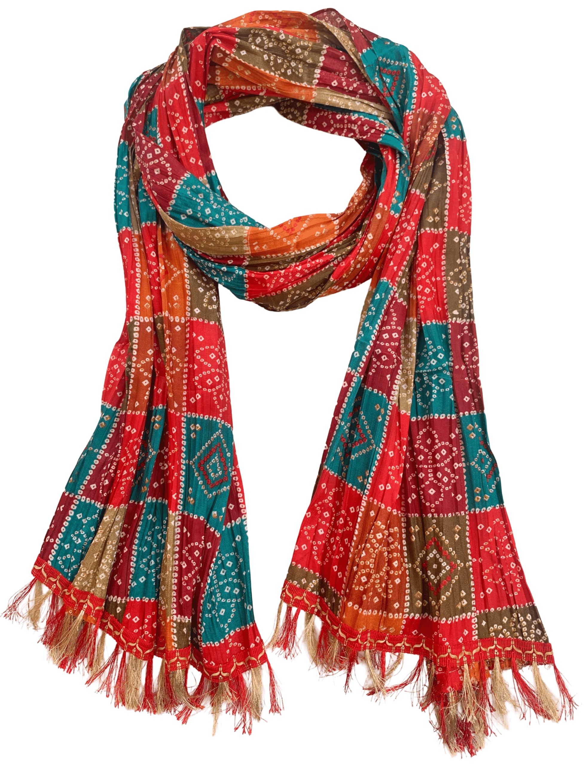 akshadeep Women's Cotton Blend Bandhani Print Dupatta with 2.20 Meters | Women’s cotton printed dupatta with tassels-picture-18