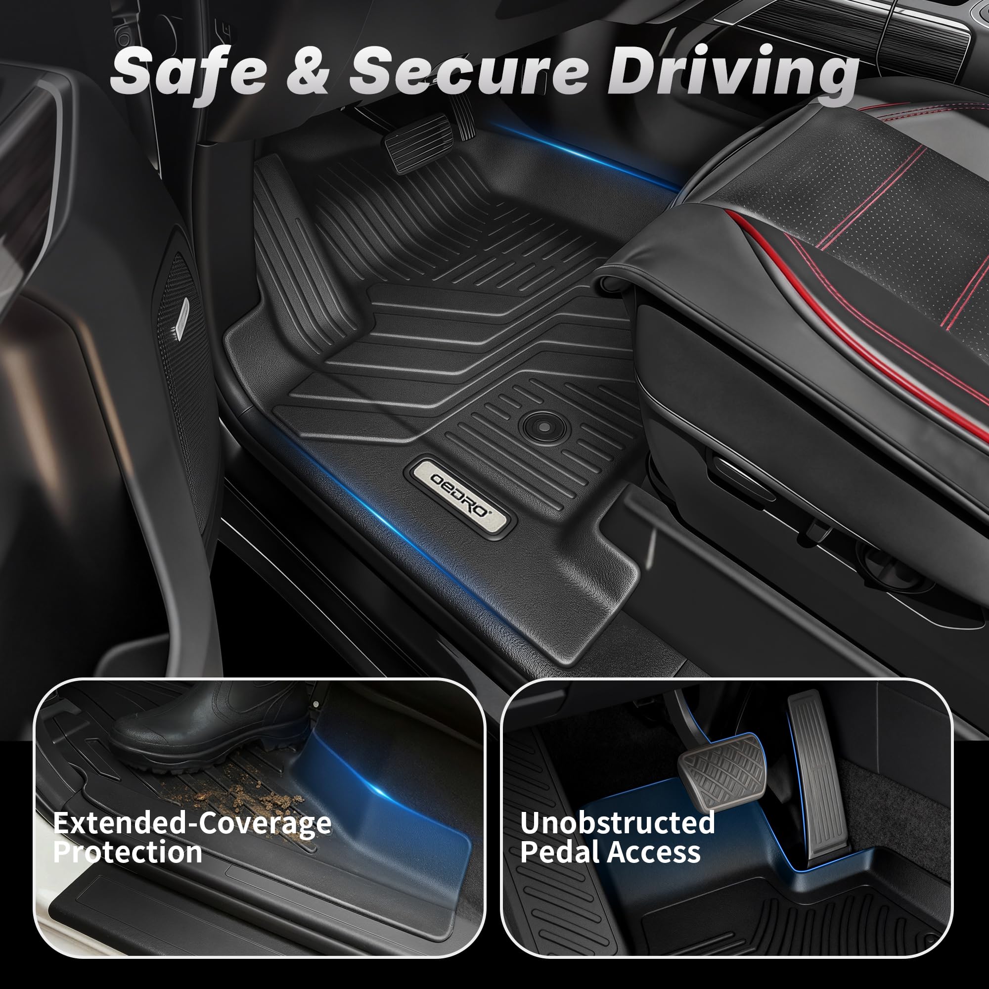 OEDRO Upgraded Floor Mats for 2019-2026 Chevy Silverado GMC Sierra 1500 Crew Cab 2020-2026 Silverado Sierra 2500HD 3500HD — view 3