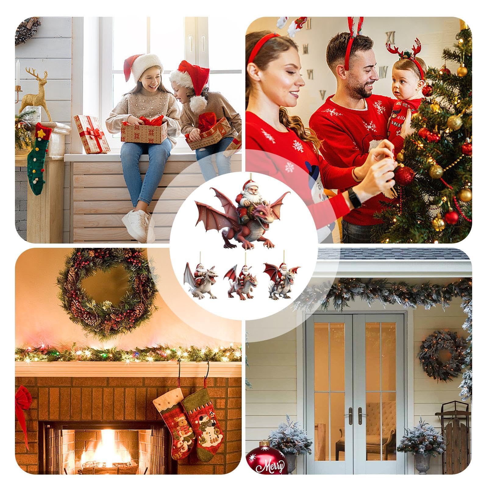 Amazon.co.jp: サンタドラゴンのオーナメント - アクリルドラゴン像