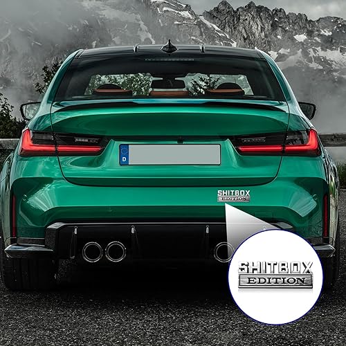 Miniatura 6 de Dickno SHITBOX Edition - Calcomanía para automóvil, calcomanía de metal 3D para capó delantero con adhesivo fuerte, calcomanía universal para