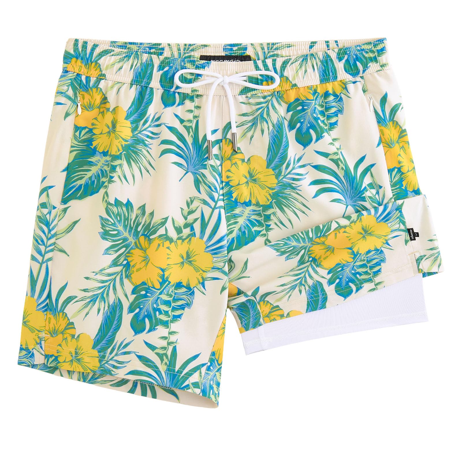 maamgic 2 in 1 Mens Swim Trunks 7 Inch Swim Shorts Swim Suits Board Shorts