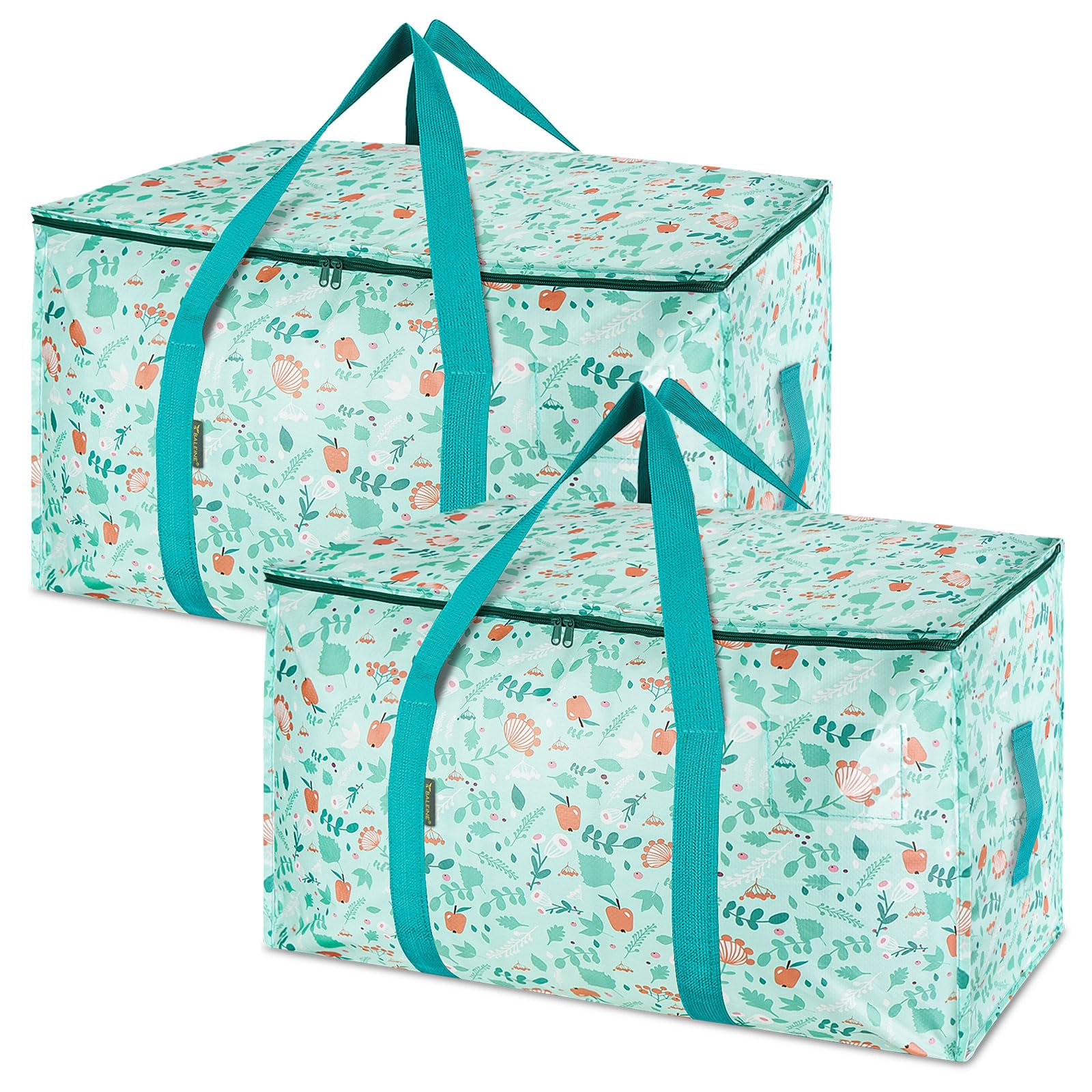 BALEINE Paquete de 2 bolsas de mudanza de gran tamaño con asas reforzadas, bolsa de almacenamiento resistente para ropa, suministros de mudanza (paseo de primavera, paquete de 2)