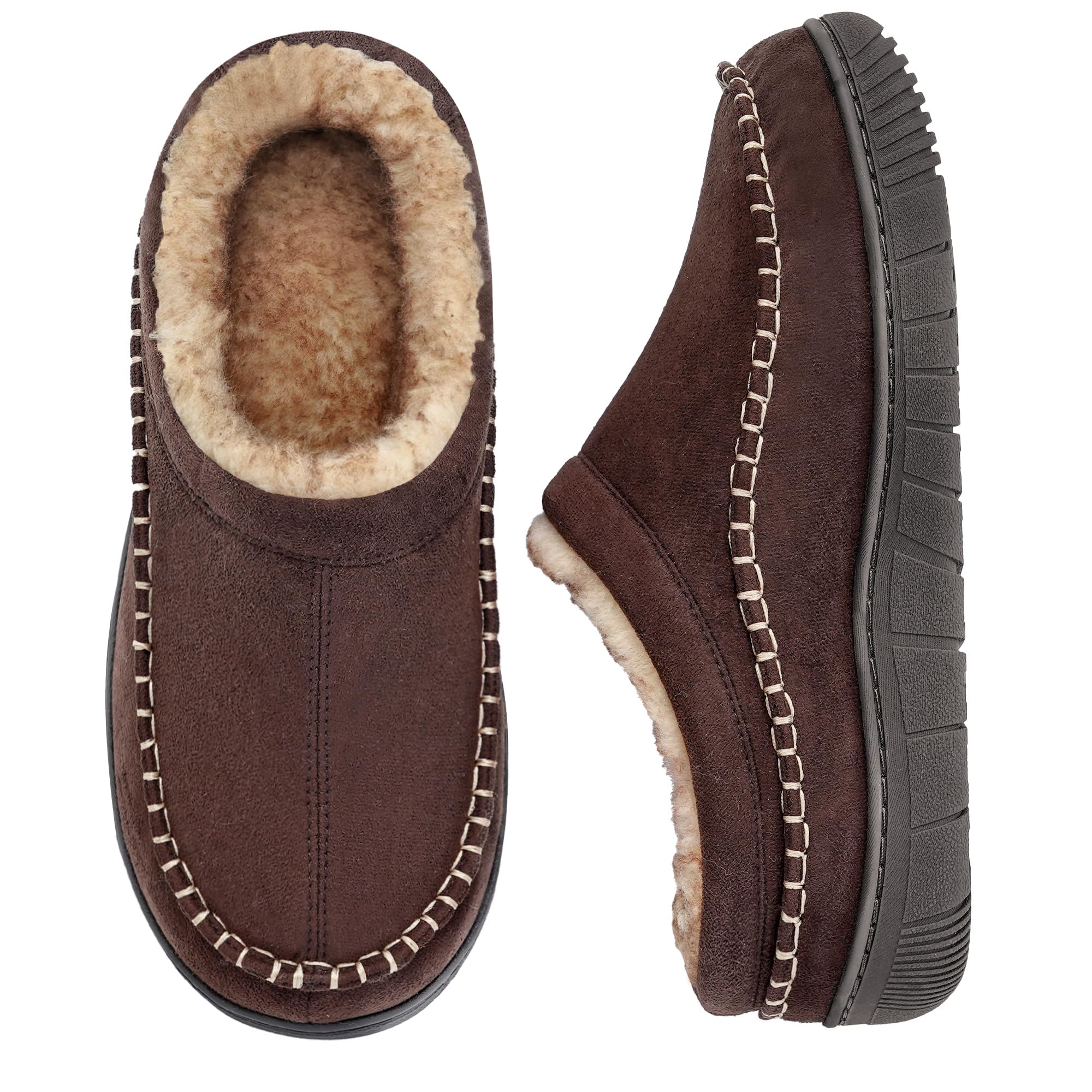 MIXIN Herren Pantoffeln Indoor Outdoor Memory Foam Warm Fuzzy Fluffy Bequeme Haus Schuhe Anti-Rutsch Mokkasin Pantoffeln EU41-47