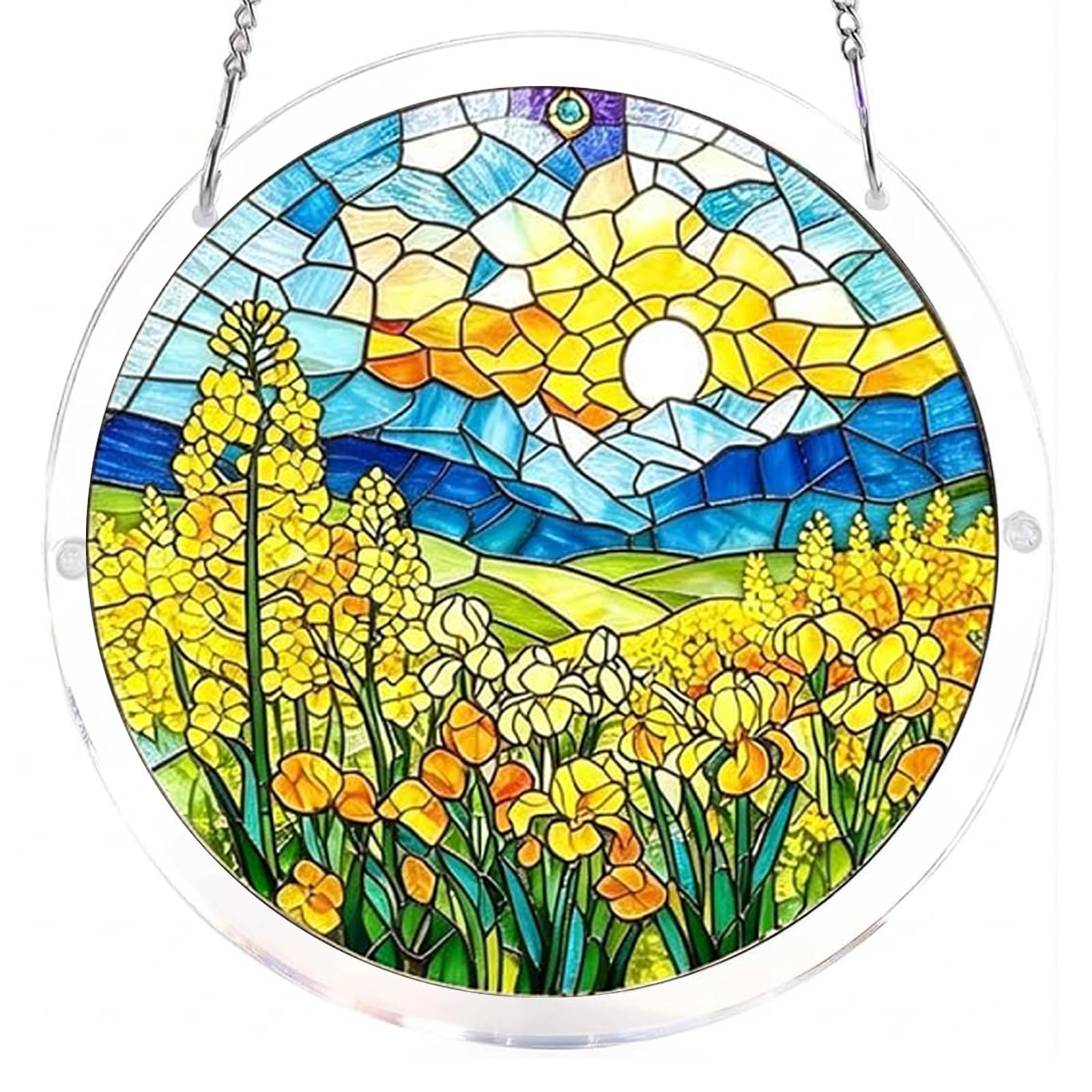 Acrylic Puzzles Suncatcher Window Hanging, Acrylic Jigsaw Puzzle Sun Catchers Moonlit Riverscape Decor Crafts for Living Room Bedroom Summer Balcony Decor