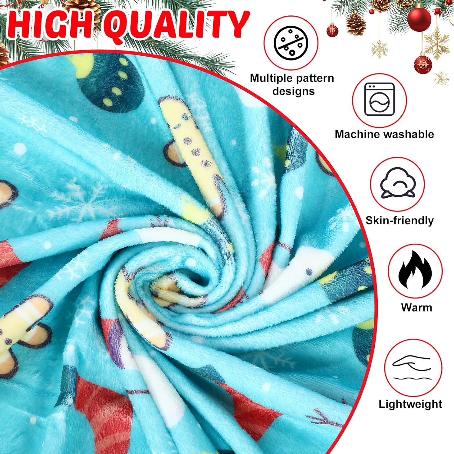 6 Pack Christmas Throws Blanket Bulk Christmas Flannel Blanket Xmas Lightweight Throw Soft Warm Fluffy Plush Quilt for Living Room Couch Dorm, 50 x 60 Inch - Image 4