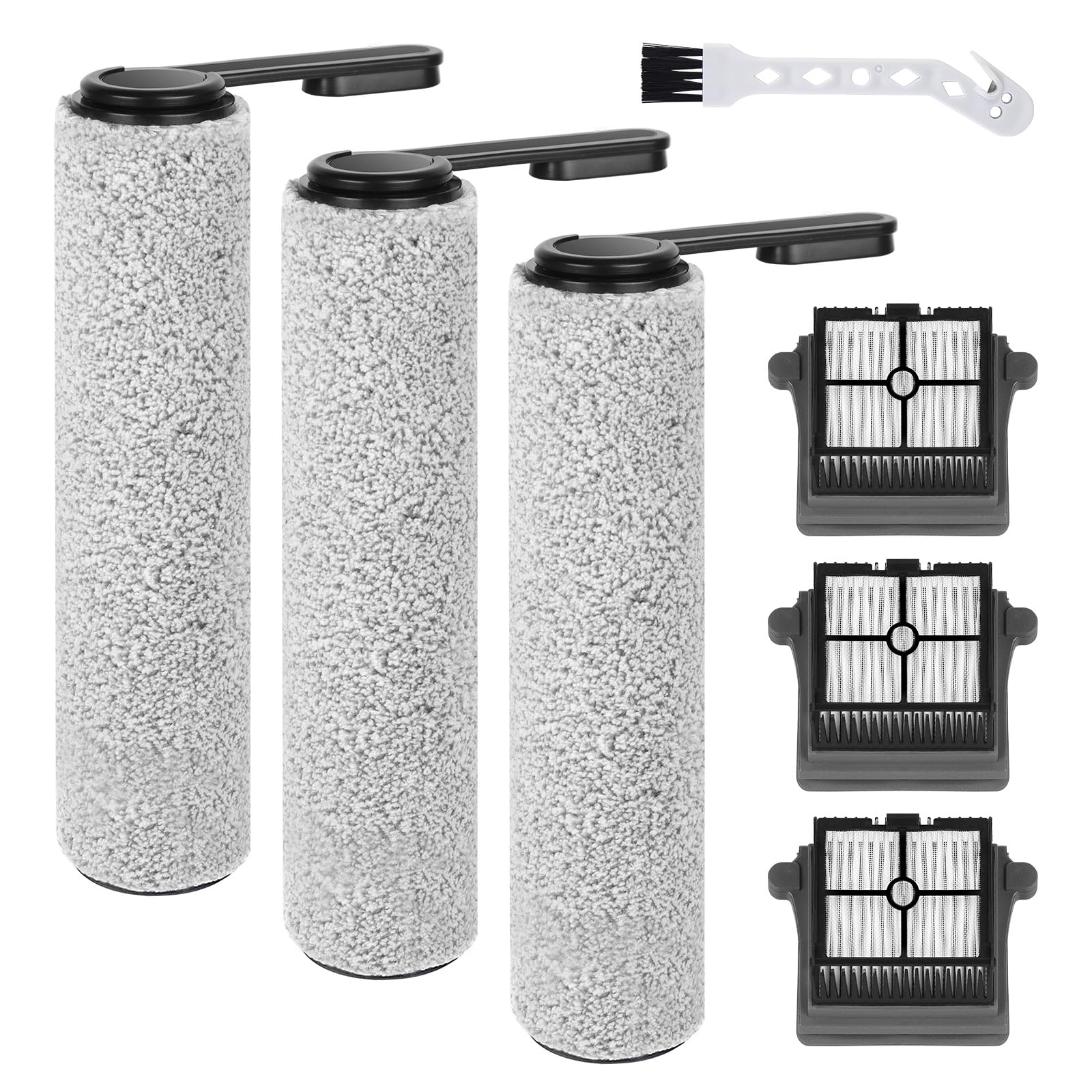 Only Version 1 for Tineco Floor One S7 PRO / S6 Wet and Dry Vacuum Cleaner Replacement Parts 7 Pieces Accessories 3 roller brushes + 3 HEPA Filters + 1 Cleaning Brush, Part No. FW200300US