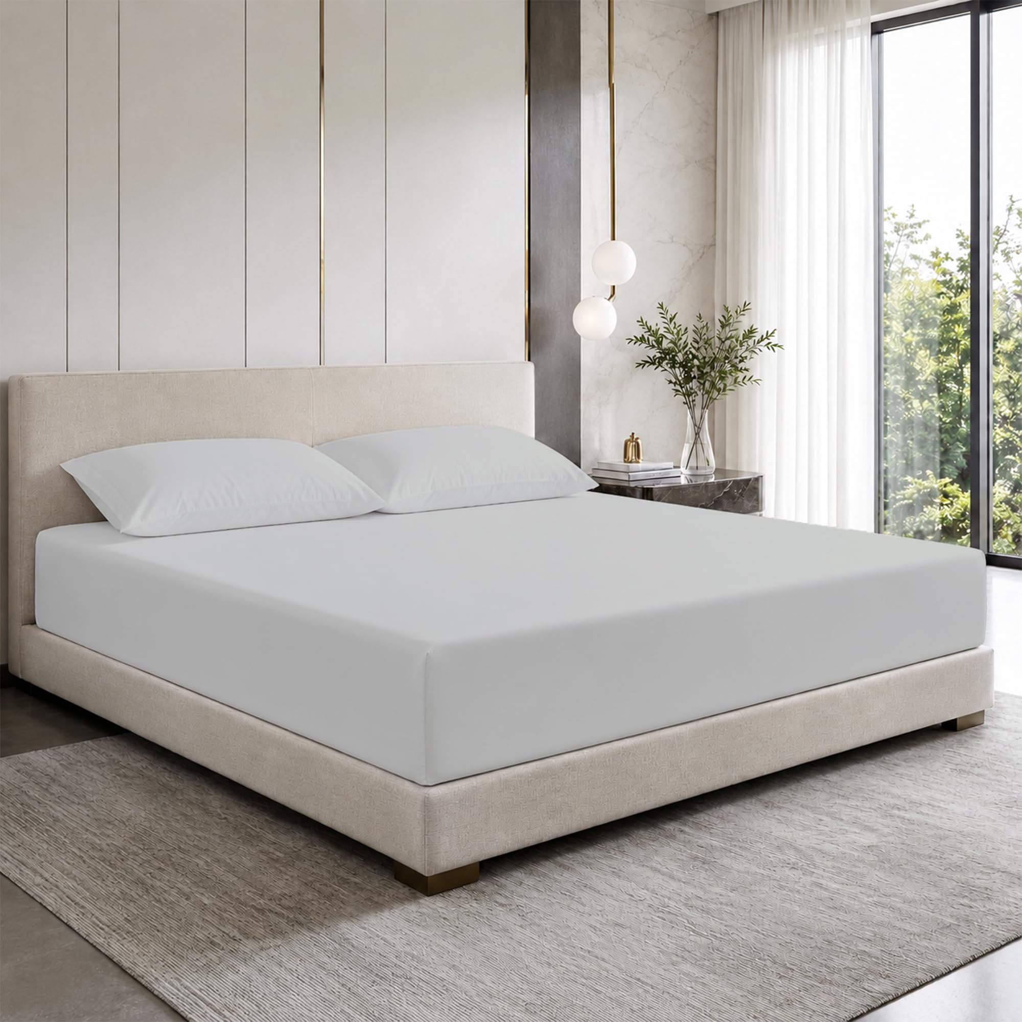 3-Piece Small Double Fitted Sheet Set, 40cm Deep Pocket, 400TC Cotton — image 1