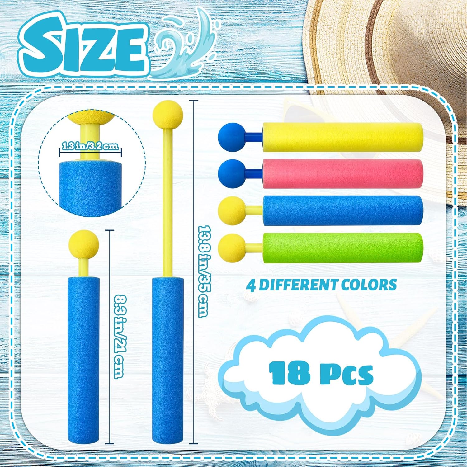 18 Pack Water Guns for Adults, Foam Water Soaker Blaster Set, Colorful Squirt Guns for Pool Battles, Beach Fun & Summer Activities