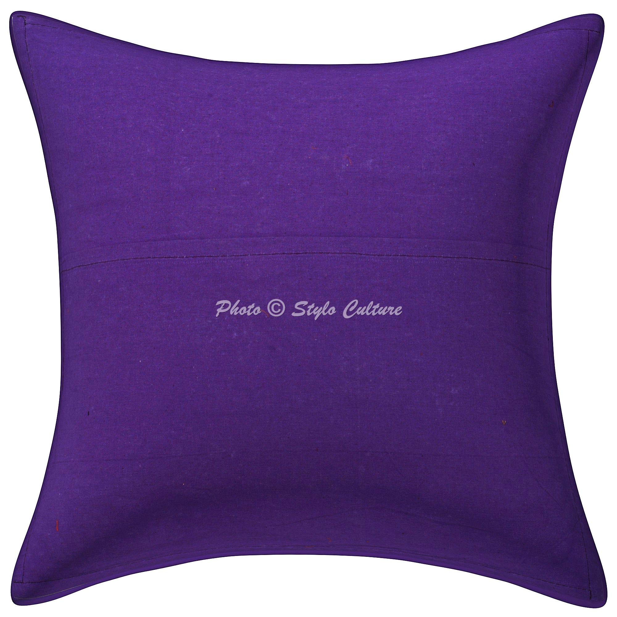 Bohémien Fodere Per Cuscini 40x40 cm Decorativo Per Abbellire Letto Design Del Collo Patchwork Ricamato Con Perline Viola Quadrato Elegante Federe Per Cuscino Soggiorno Sedie - 5 pezzi